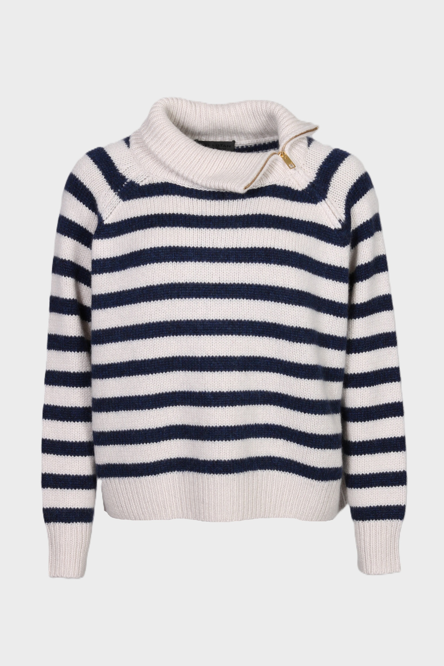 NILI LOTAN Raelynn Cashmere Sweater in Ivory / Marine Stripe