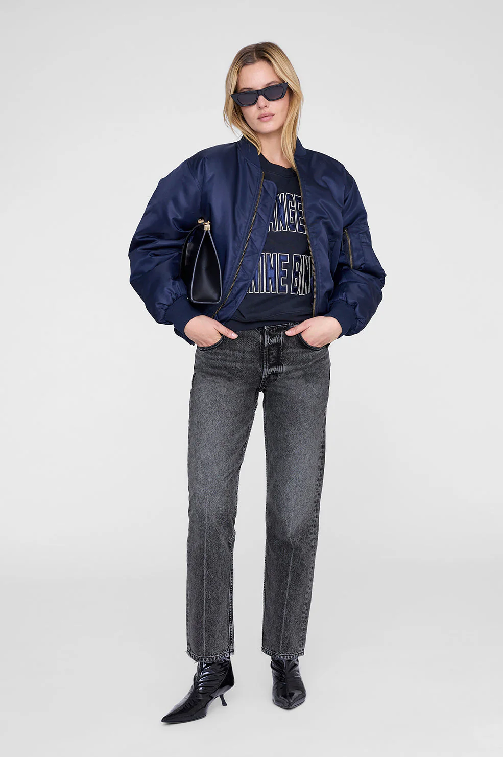 ANINE BING Shrunken Sweatshirt LA in Vintage Black