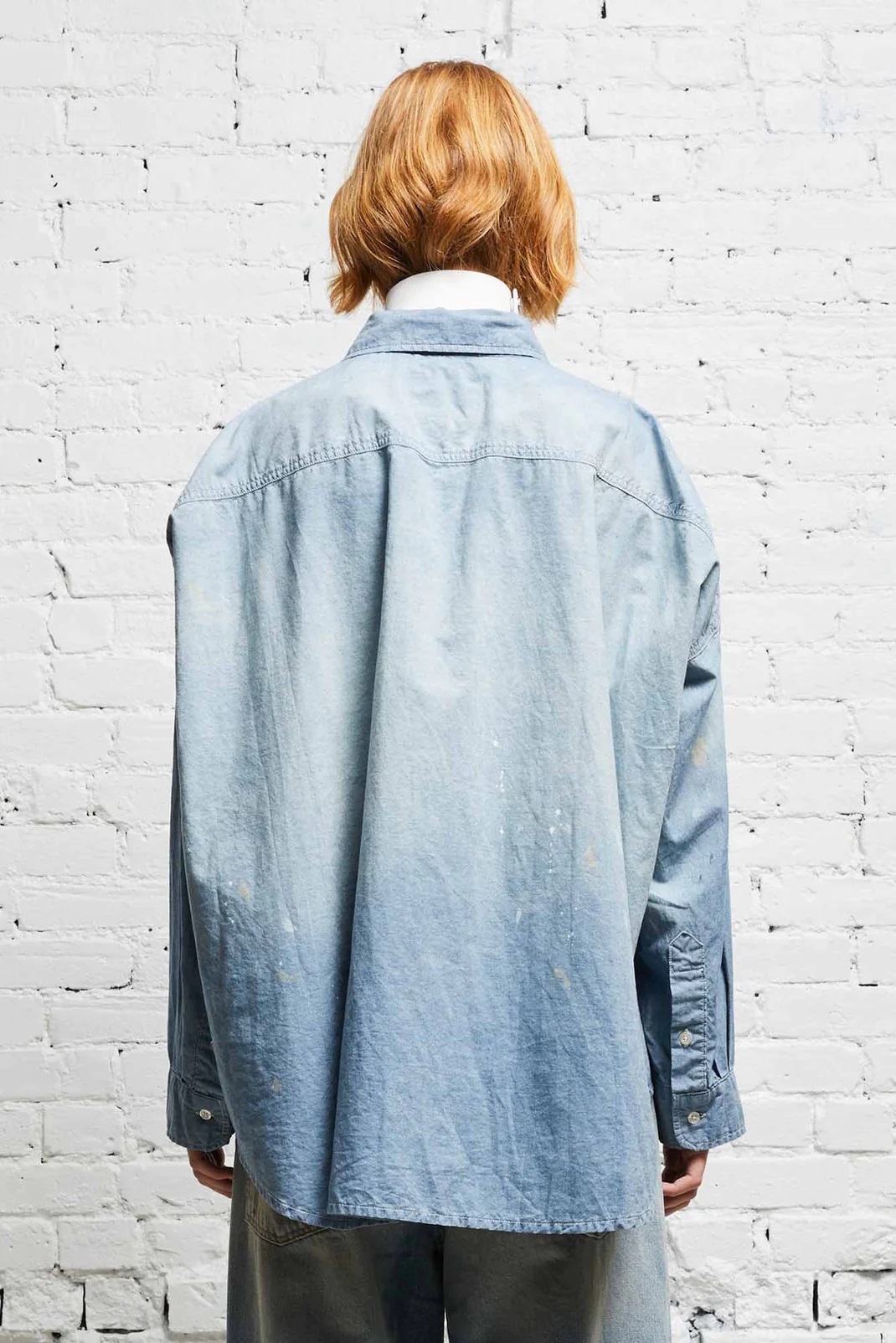 R13 Boxy Button Up Shirt in Vintage Blue M