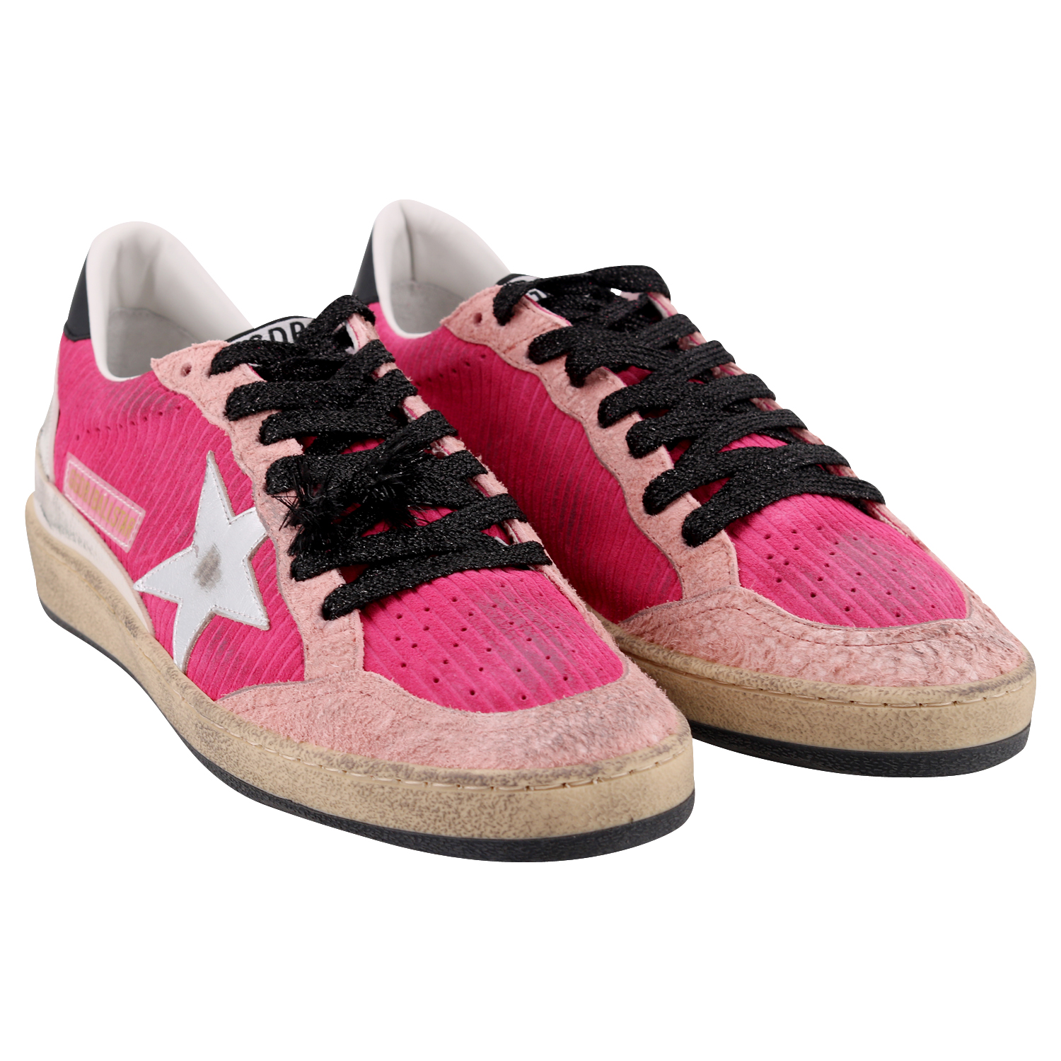 Golden Goose Sneaker Ballstar Pink Corduroy/Silver Star