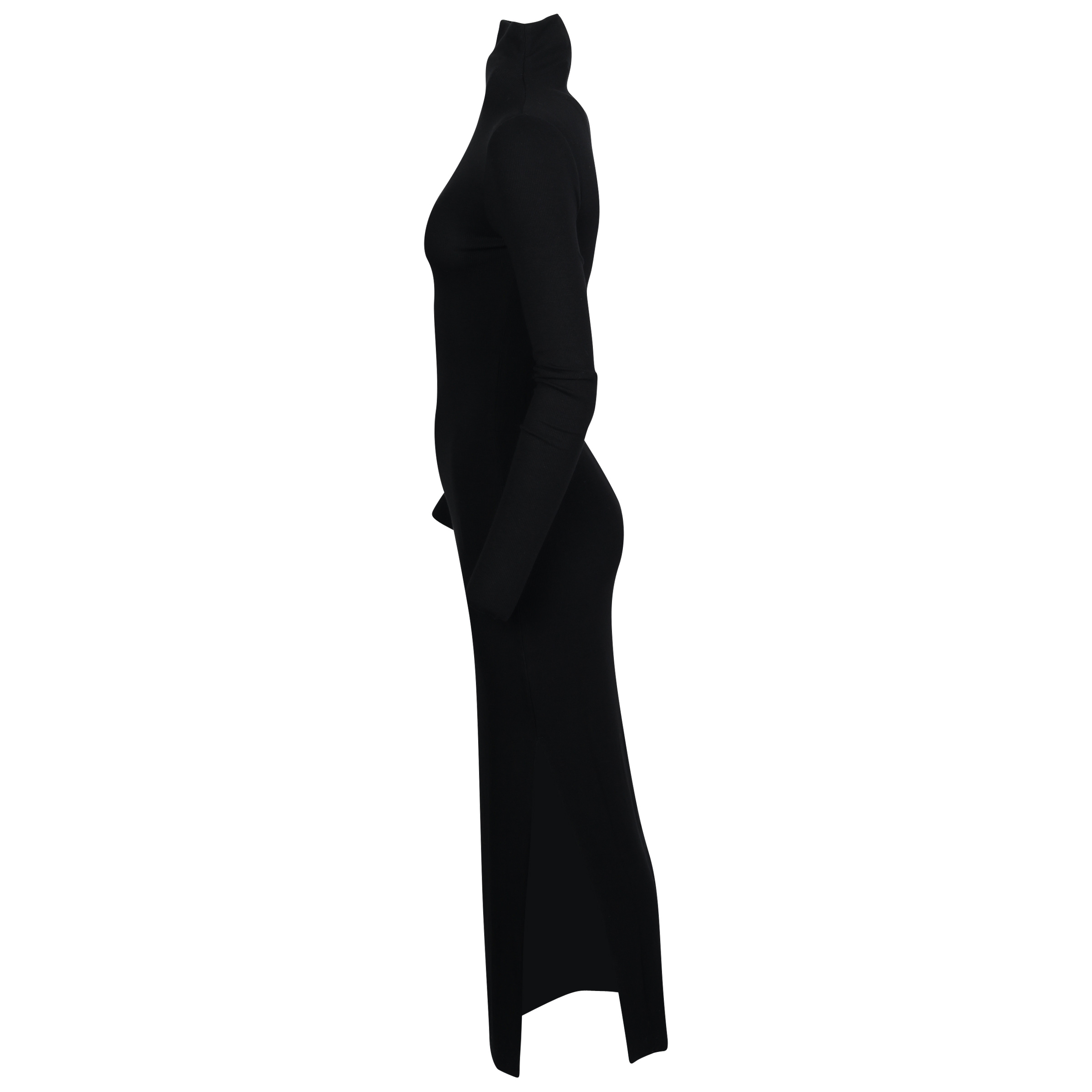 Thom Krom Rib Turtle Neck Dress in Black