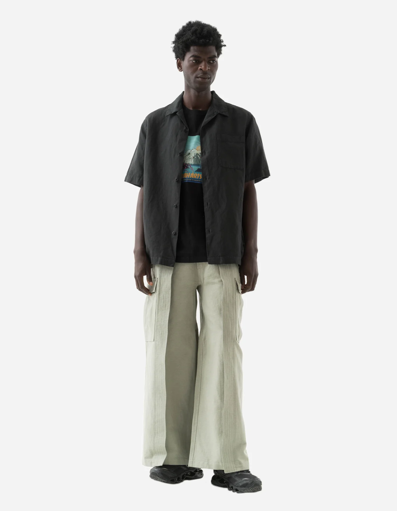 MAHARISHI 5211 Hemp Camp Collar Shirt in Black MAHARISHI 5211 Hemp Camp Collar Shirt in Black