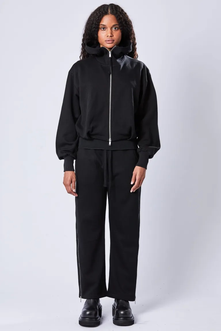 THOM KROM Soft Hooded Sweatjacket in Black XS