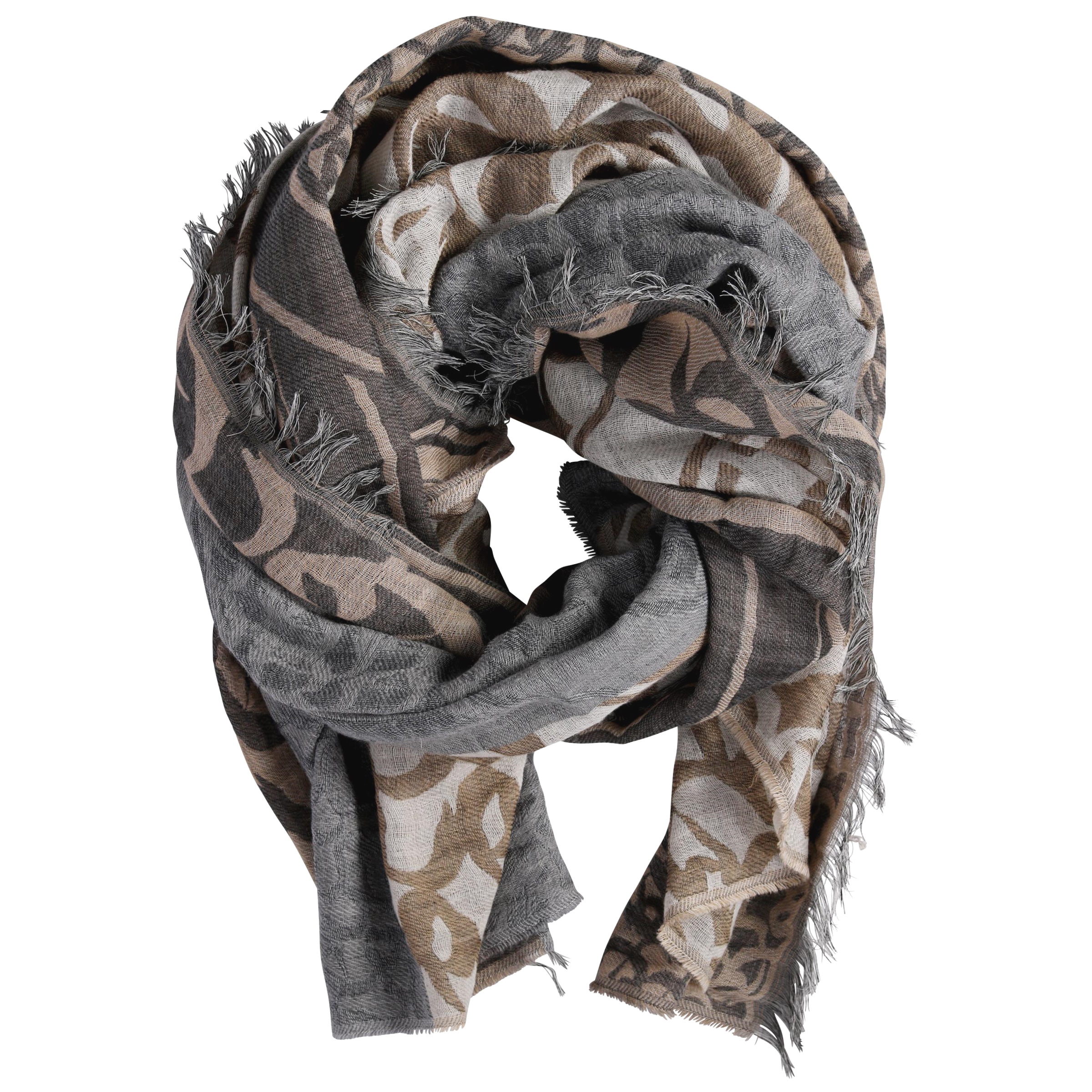 Lala Berlin Scarf Annalise Camel Monogram Stripes