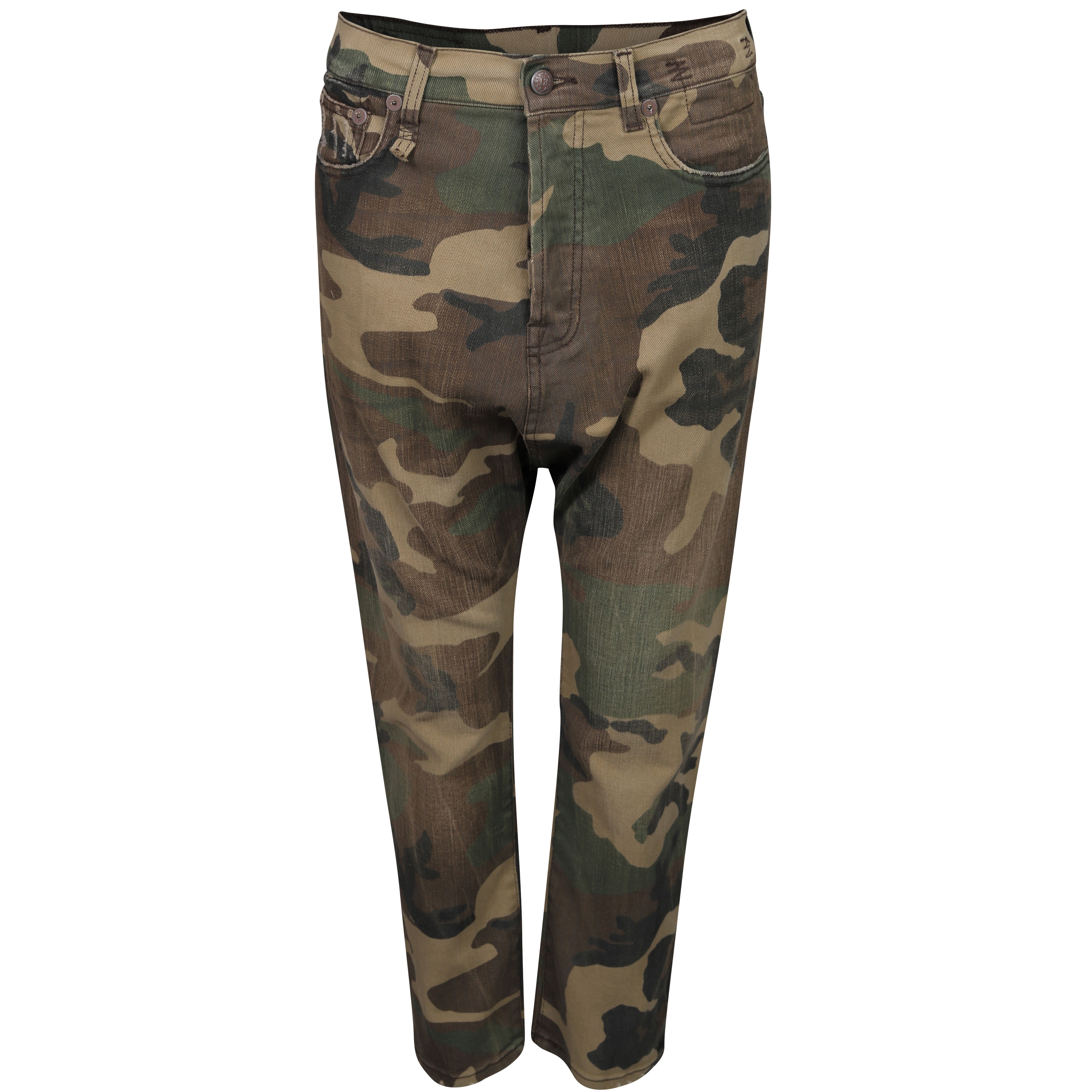 R13 Tailored Drop Jeans in Beige Camo