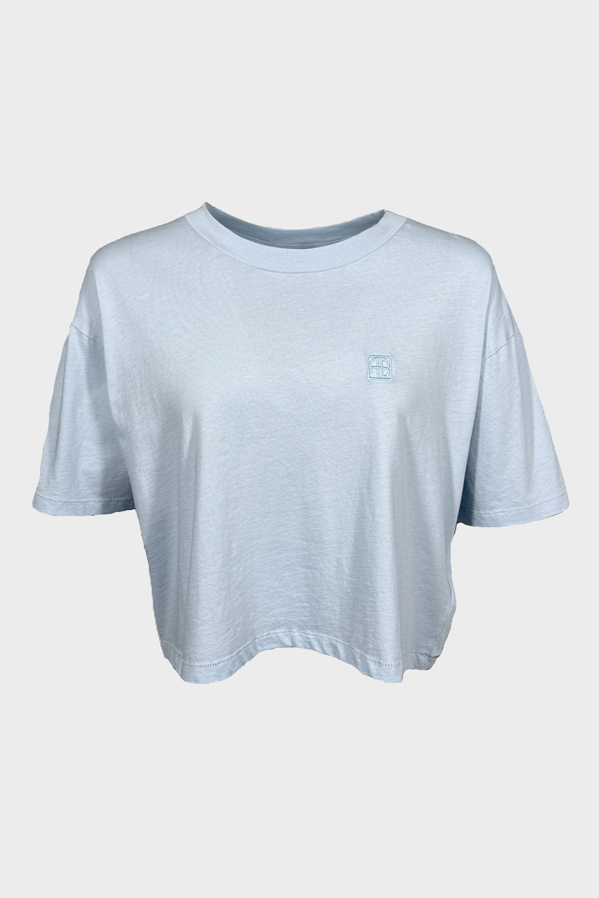 ANINE BING Cropped Johnny T-Shirt in Pale Blue