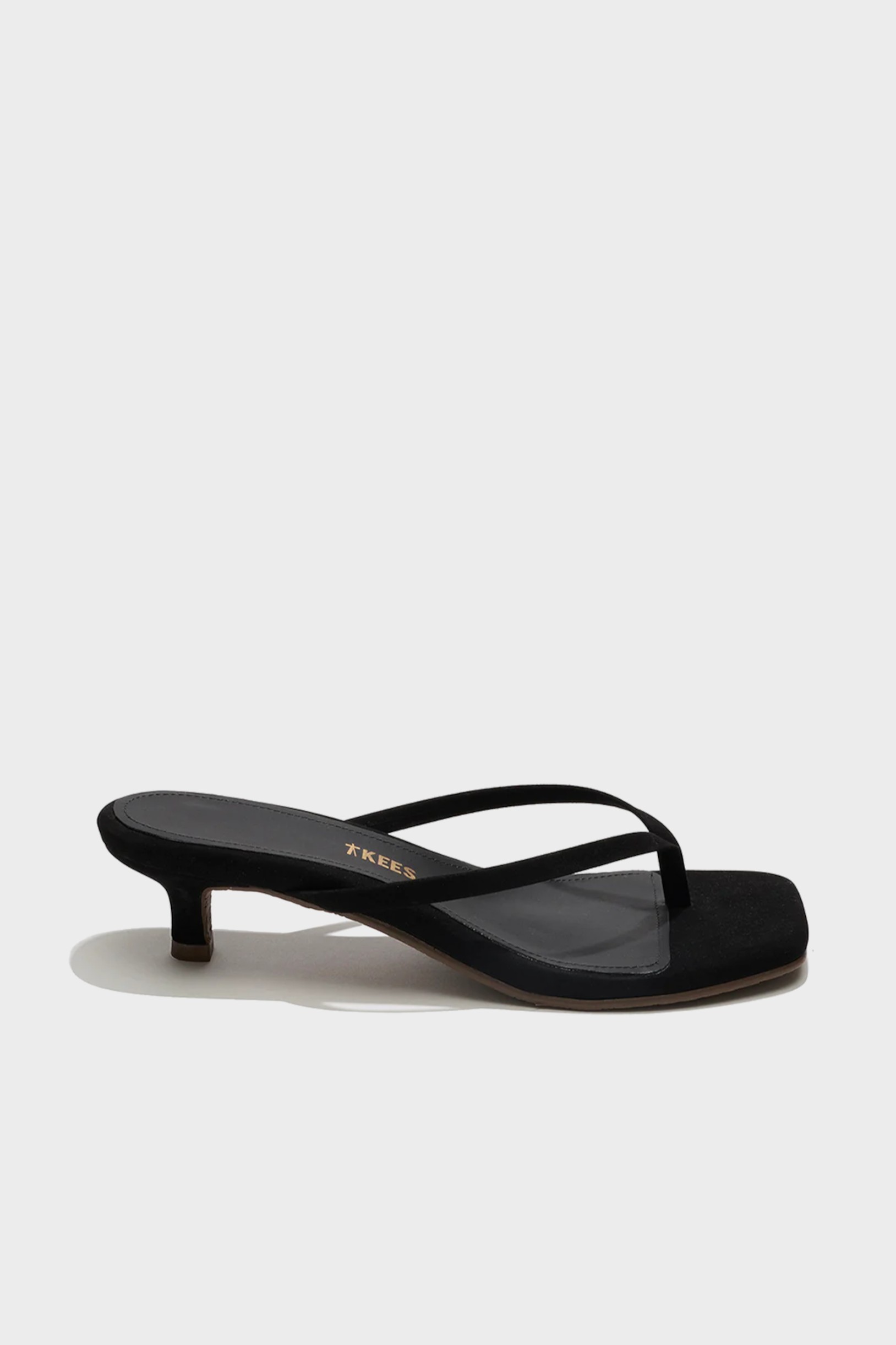 TKEES Square Toe Julia Kitten Heel Suede in Sable