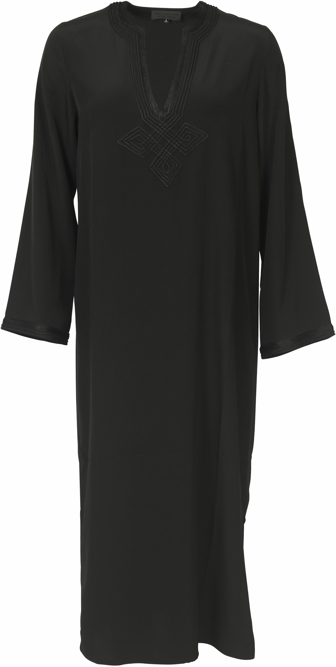 Nili Lotan Silk Dress Moroccan Black Embroidered