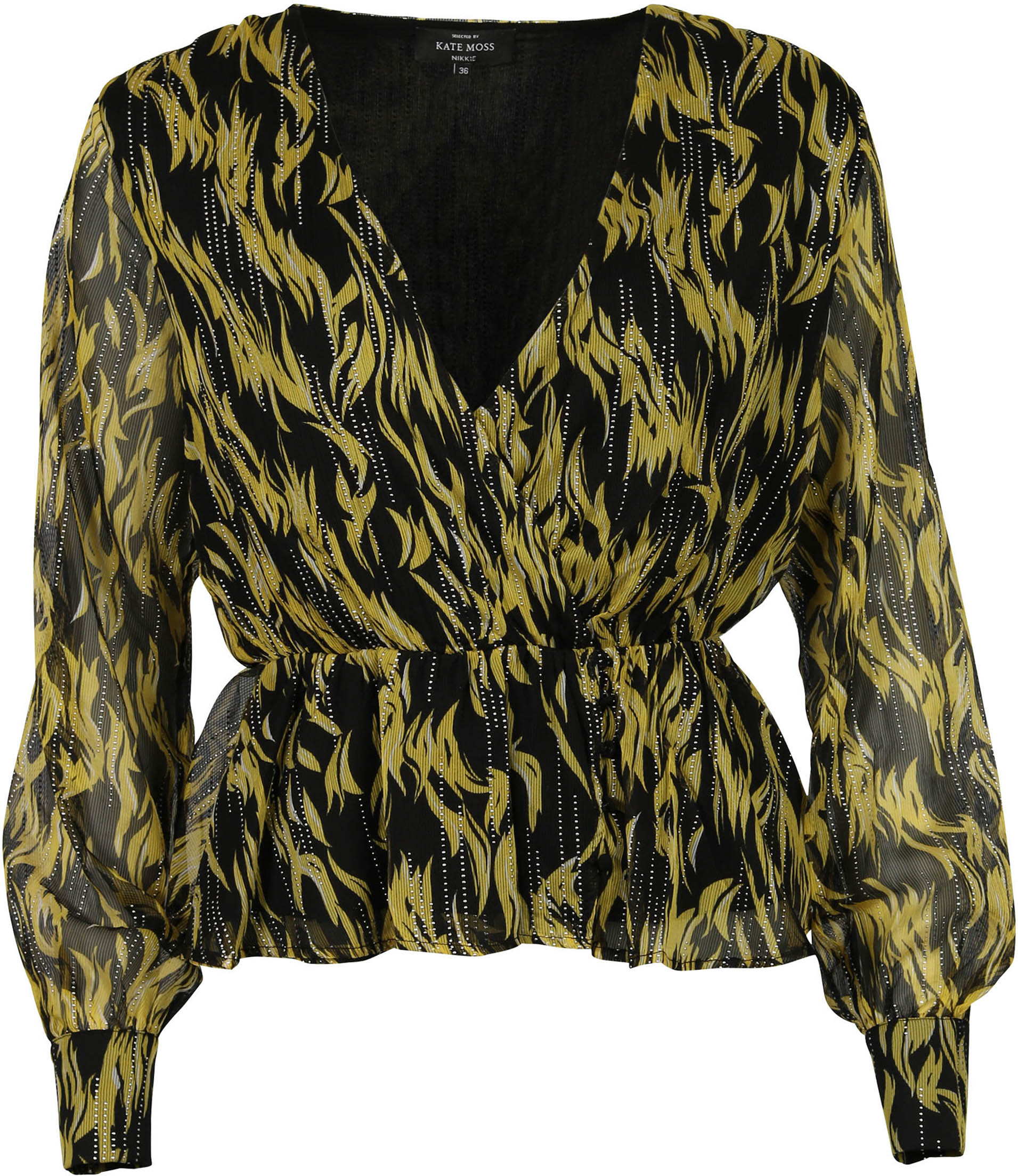 Nikkie Wrap Top Lemon/Black