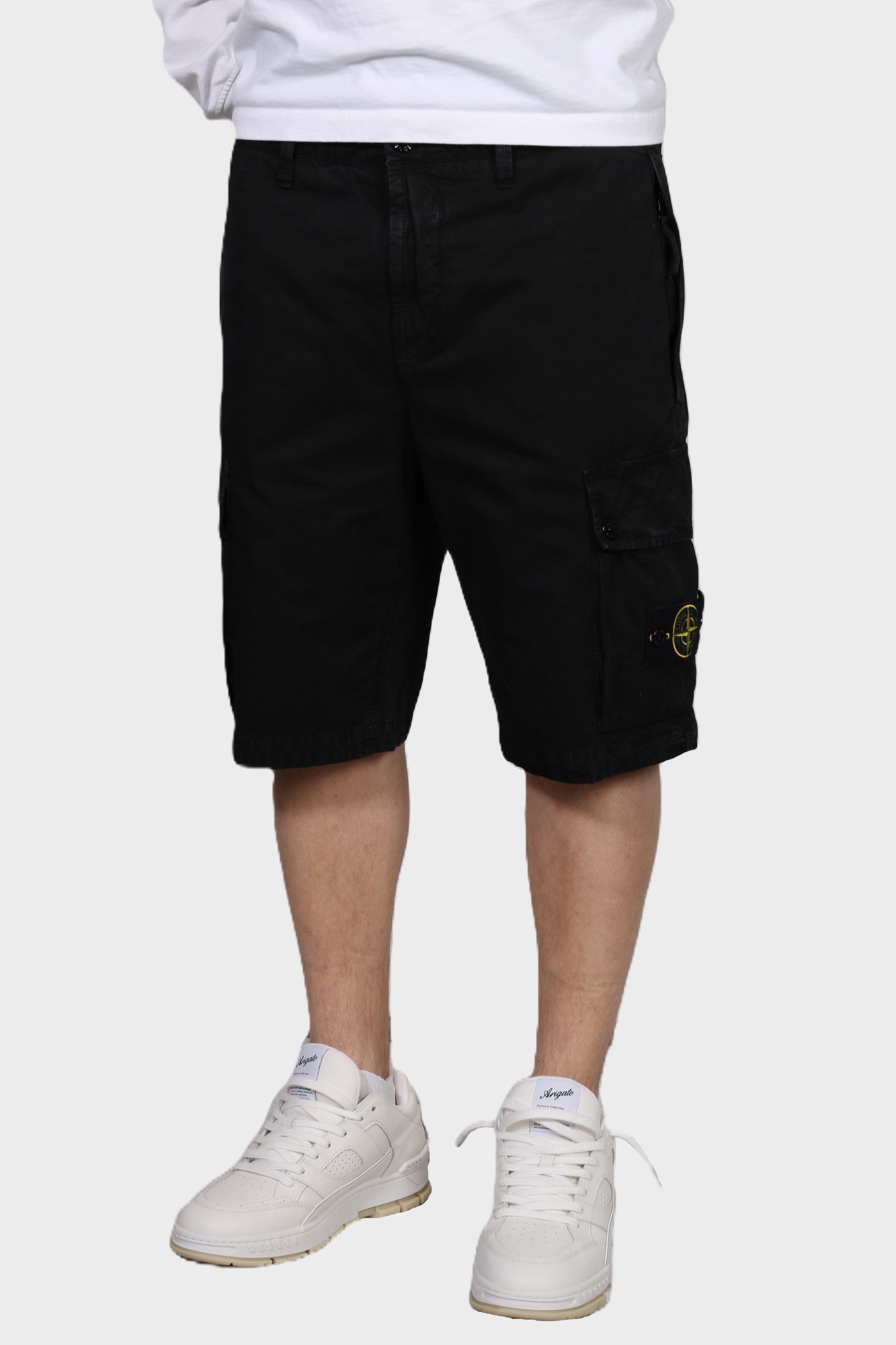 STONE ISLAND Slim Bermuda Shorts in Washed Black STONE ISLAND Slim Bermuda Shorts in Washed Black 36