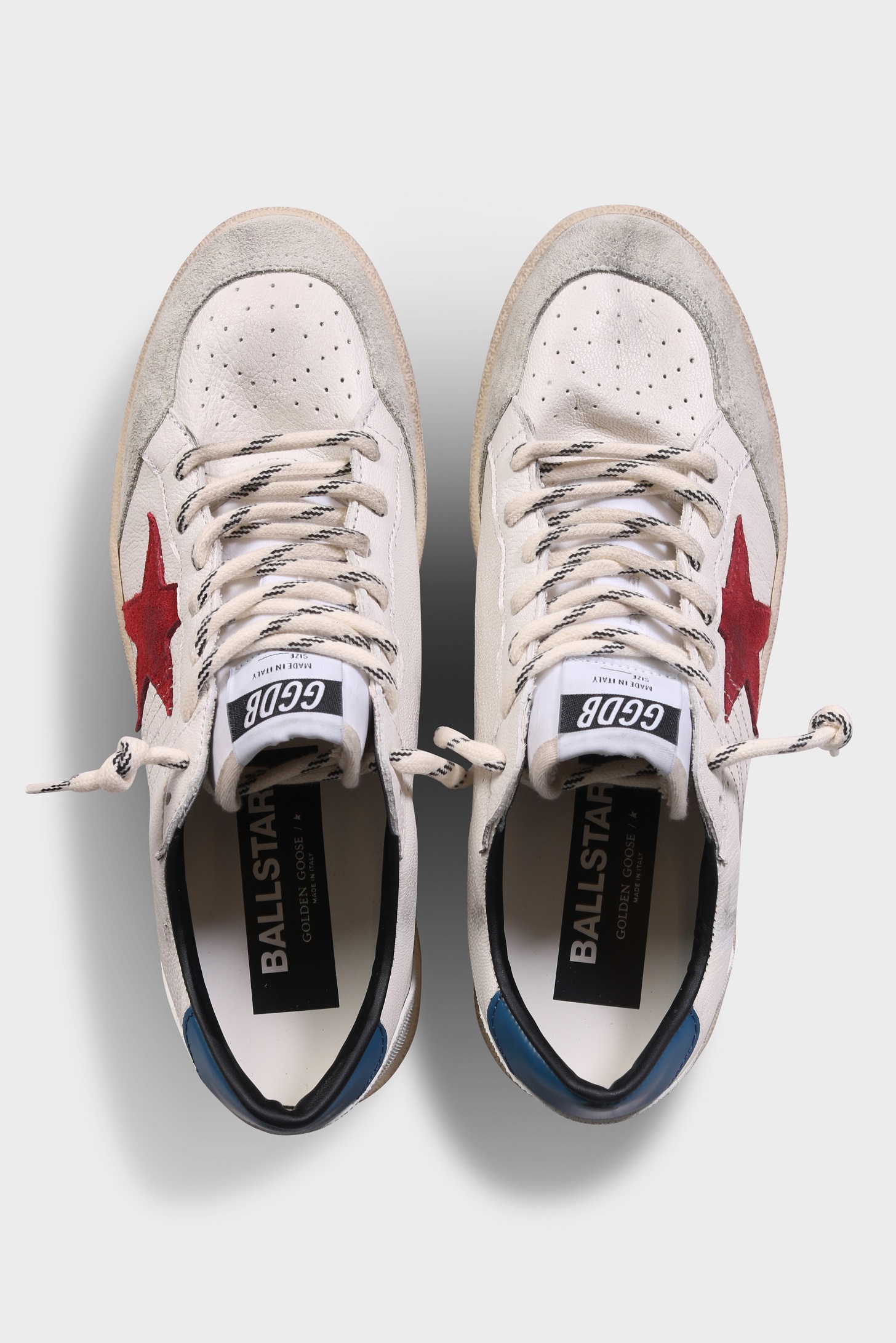 GOLDEN GOOSE Sneaker Ballstar in Off White/Blue/Red 45
