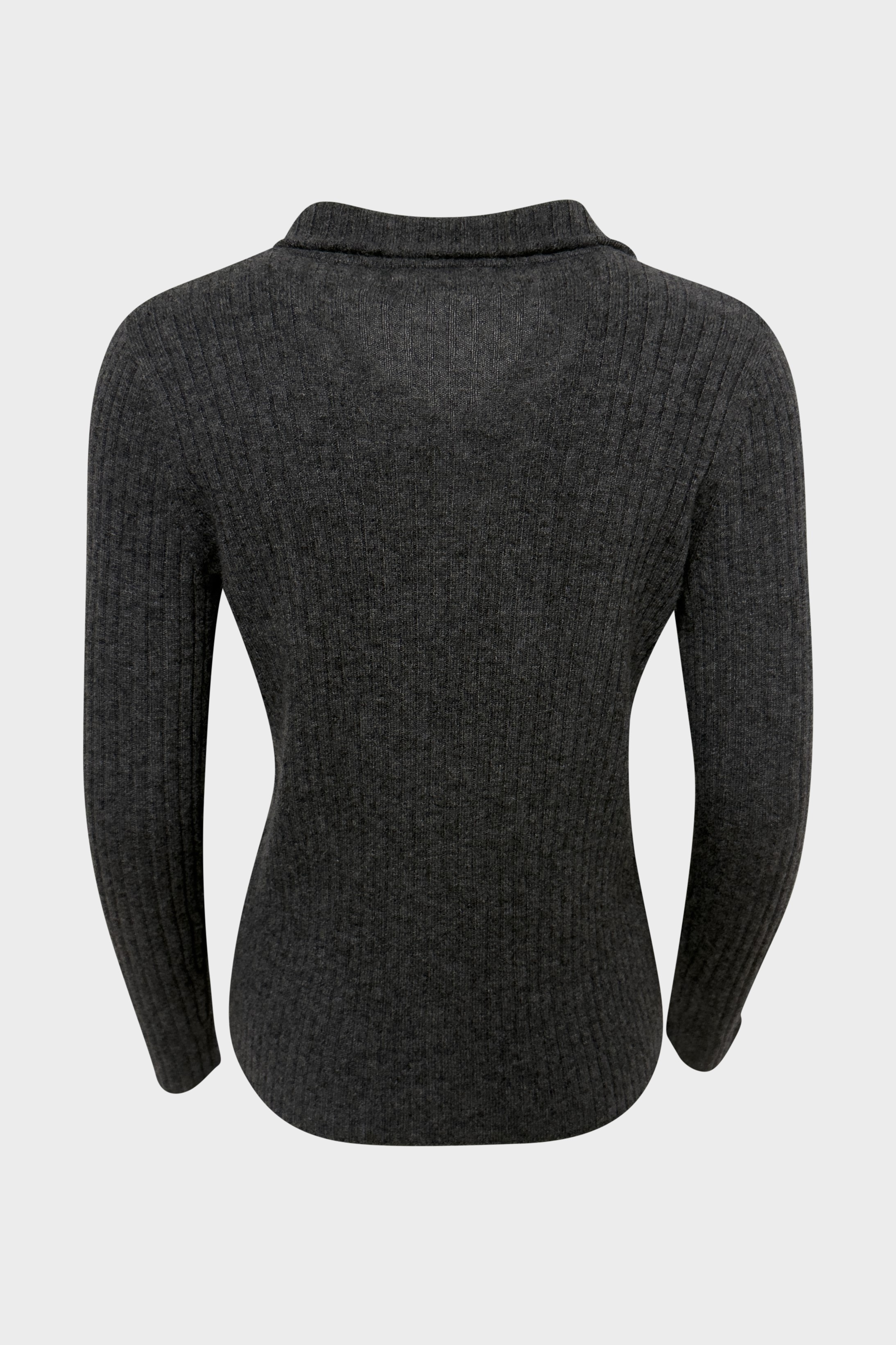 FLONA Cashmere Half Zip Rip Sweater Grey
