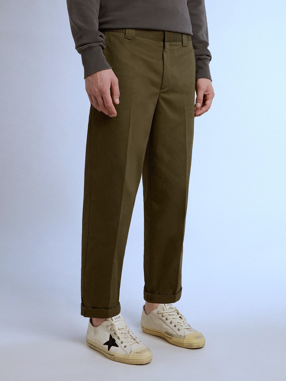 GOLDEN GOOSE Chino Skate Pants in Olive 46