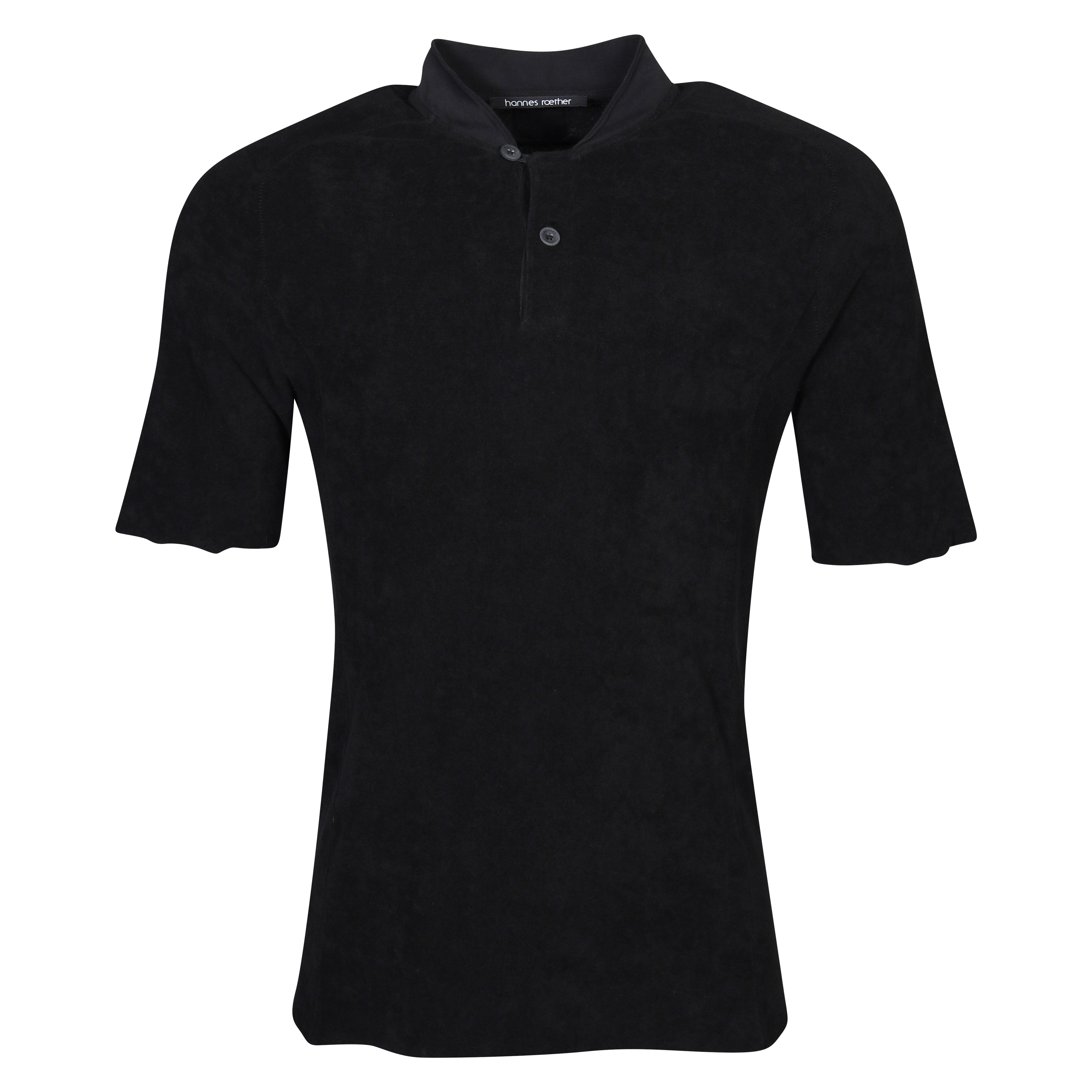 Hannes Roether Frottee Poloshirt in Black