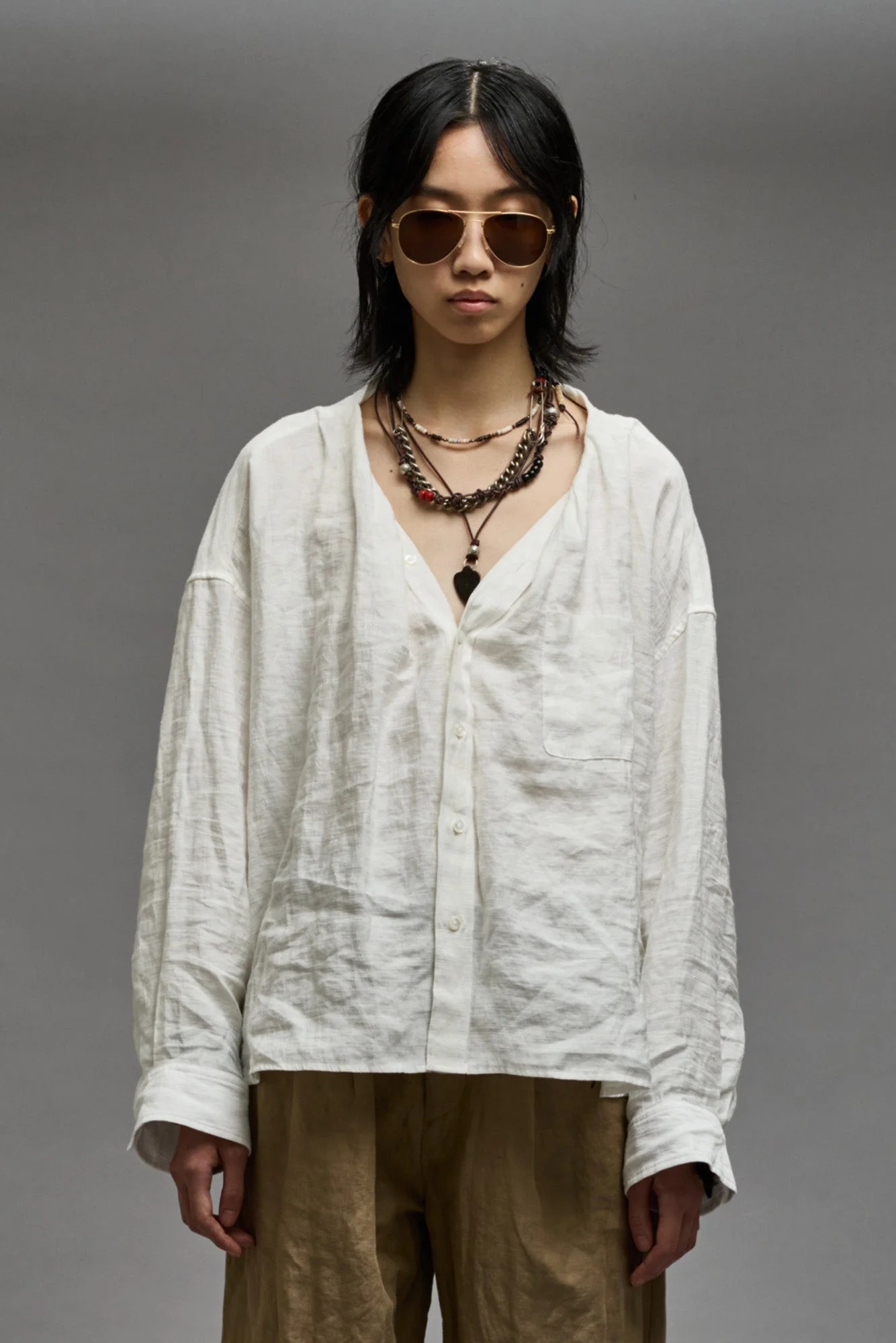 R13 Twisted Neck Shirt in White M