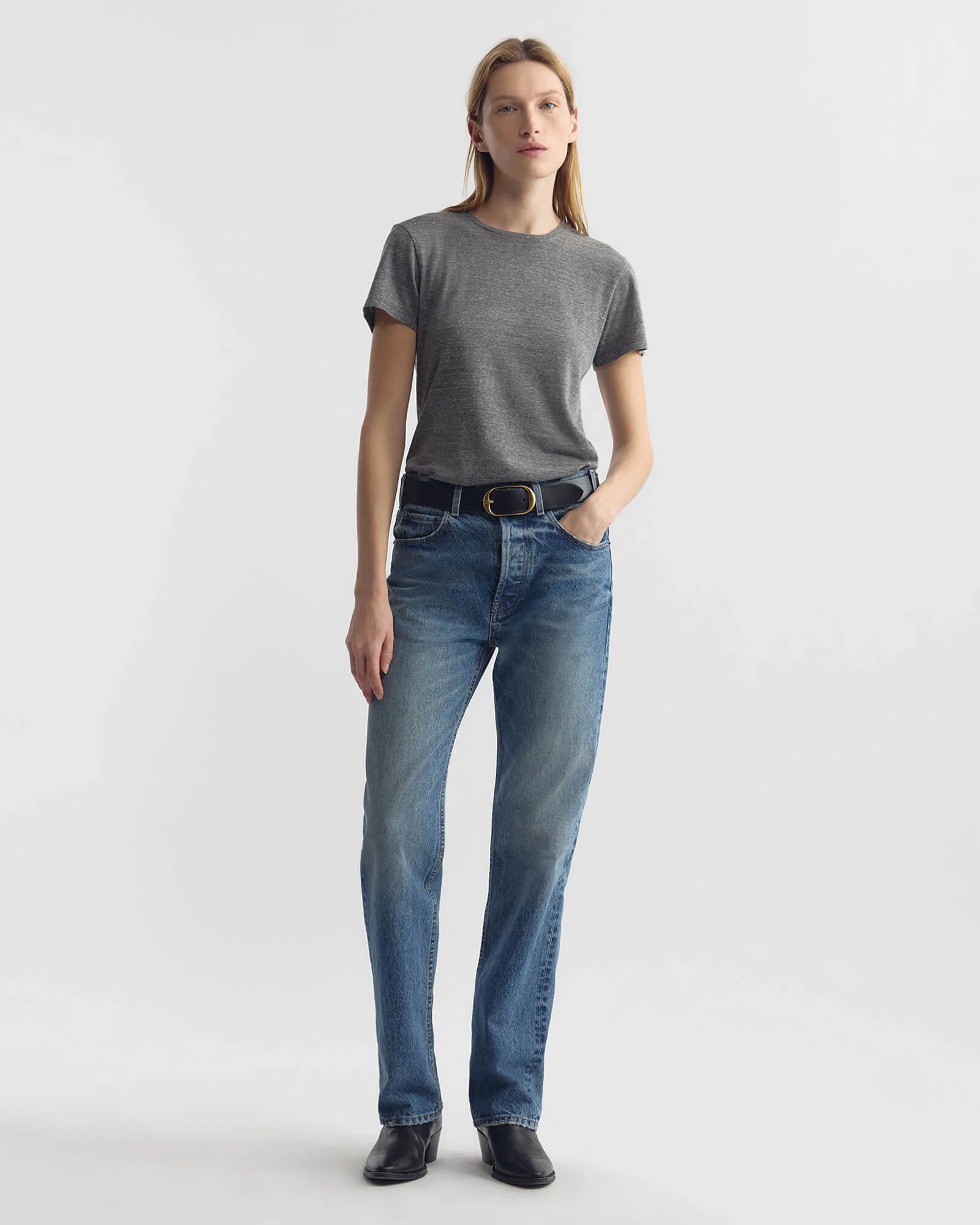 NILI LOTAN Lana T-Shirt in Heather Grey