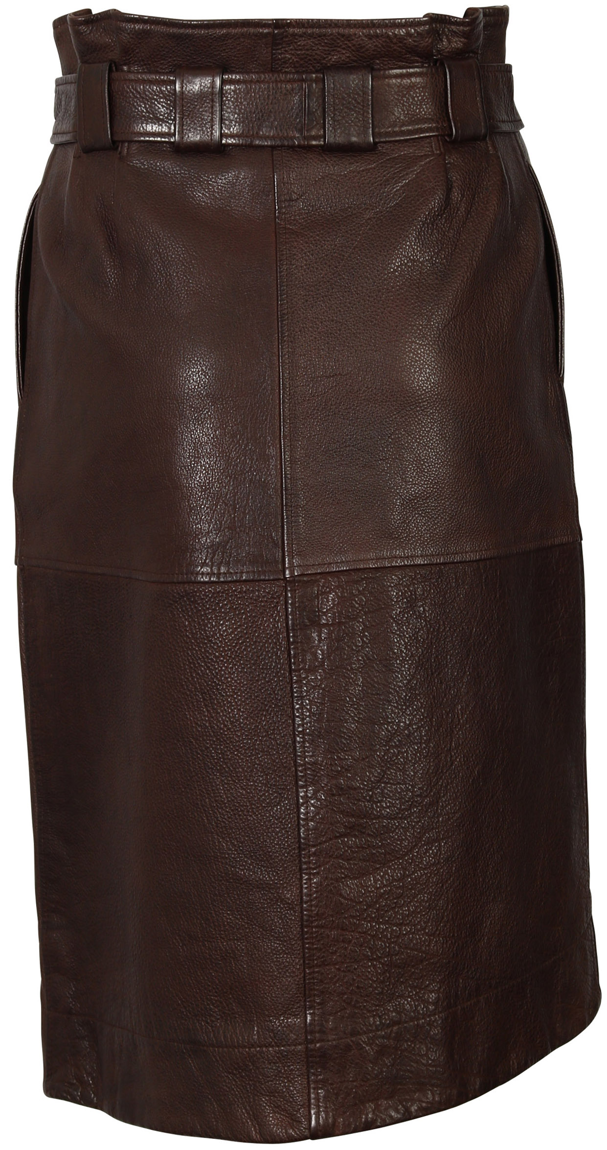 Ganni Leather Skirt Coffee 34