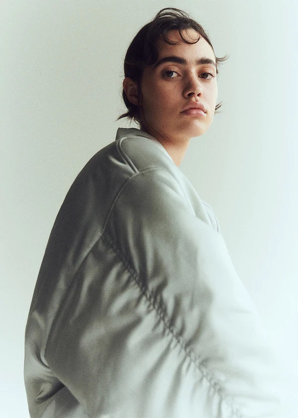 AGOLDE Nisa Bomber Jacket in Oystergrey M