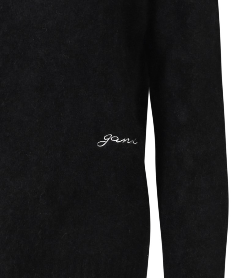 GANNI Brushed Alpaca Pullover in Black S