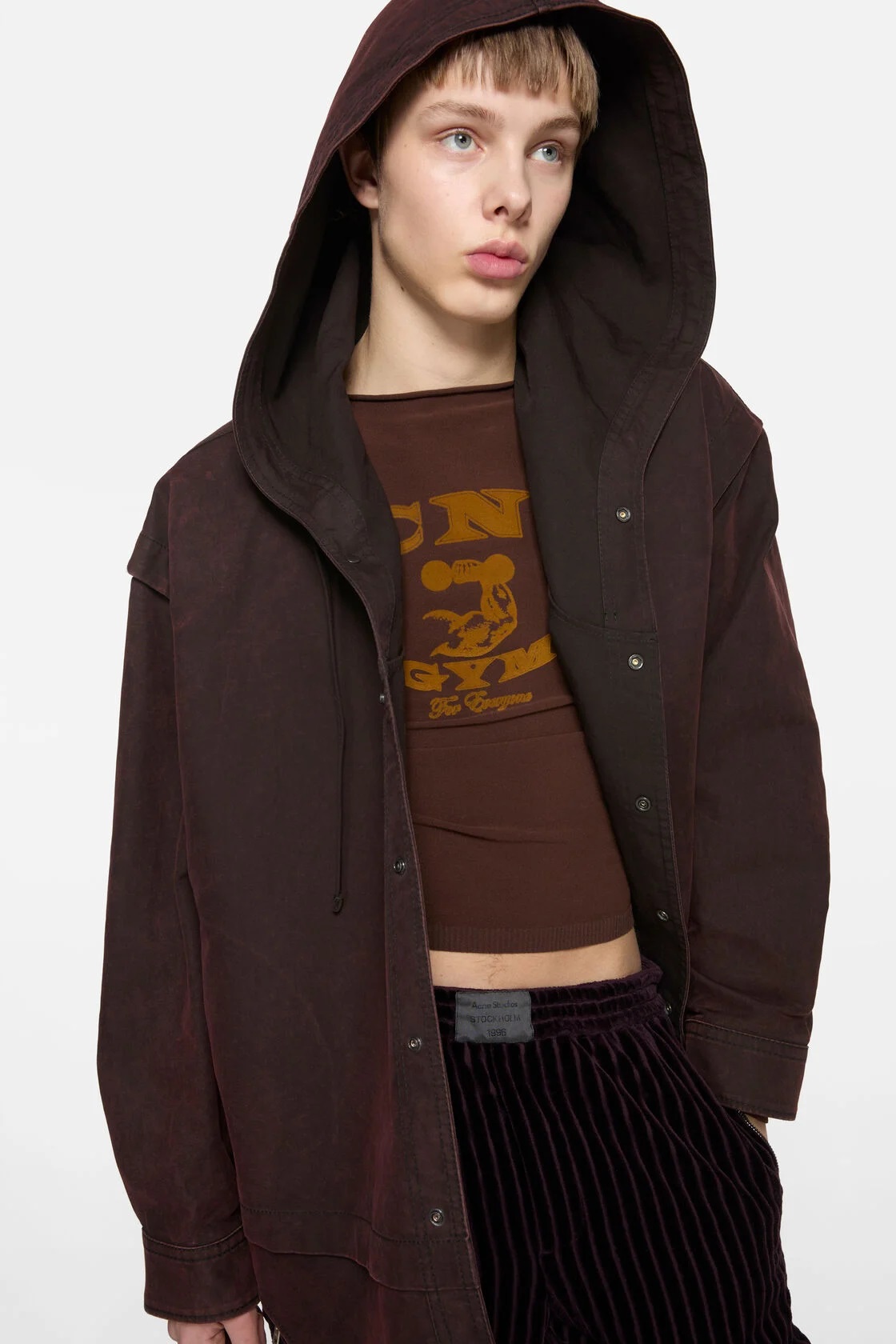 ACNE STUDIOS Oversize Cotton Jacket in Burgundy