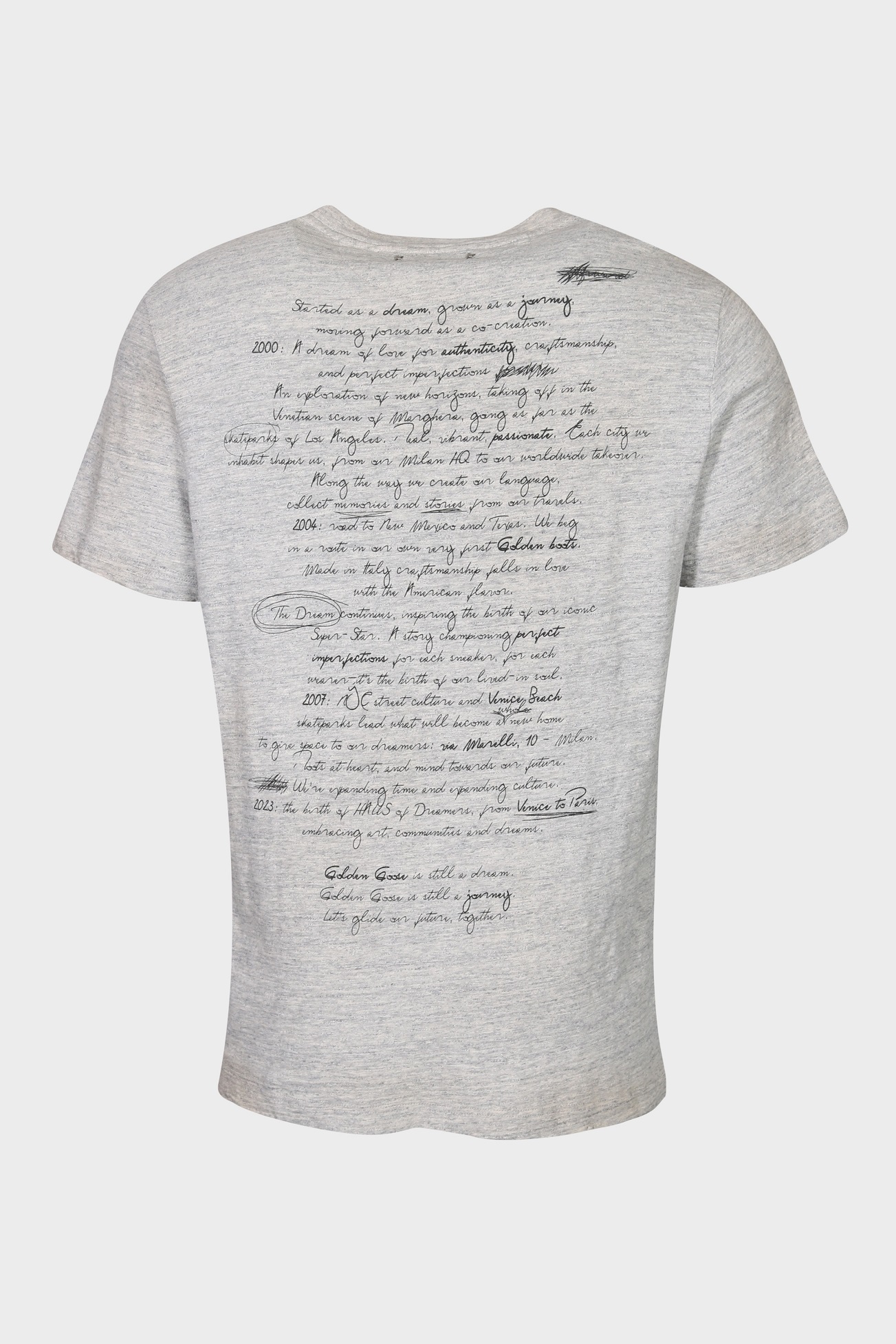 GOLDEN GOOSE Cotton Slub Jersey T-Shirt Lettering in Grey GOLDEN GOOSE Cotton Slub Jersey T-Shirt Lettering in Grey