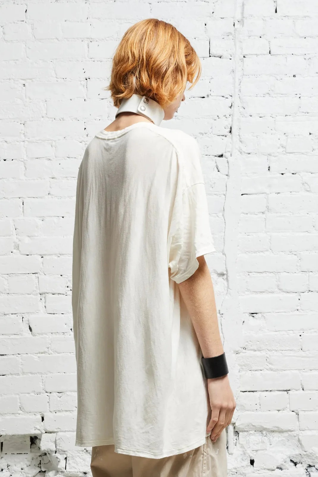 R13 V-Neck Boxy Seamless T-Shirt in White L