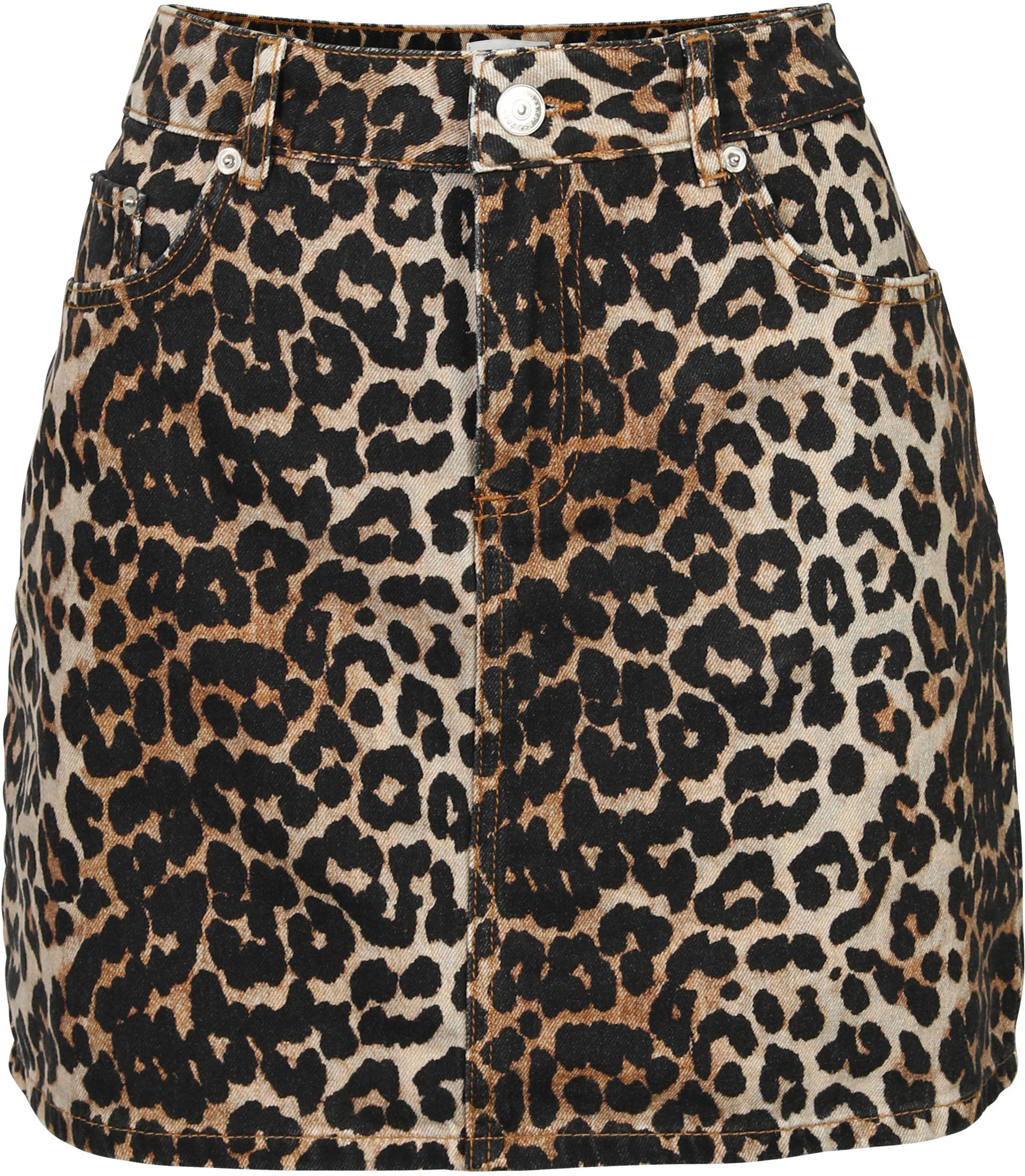 Ganni Denim Skirt Leopard Print 40