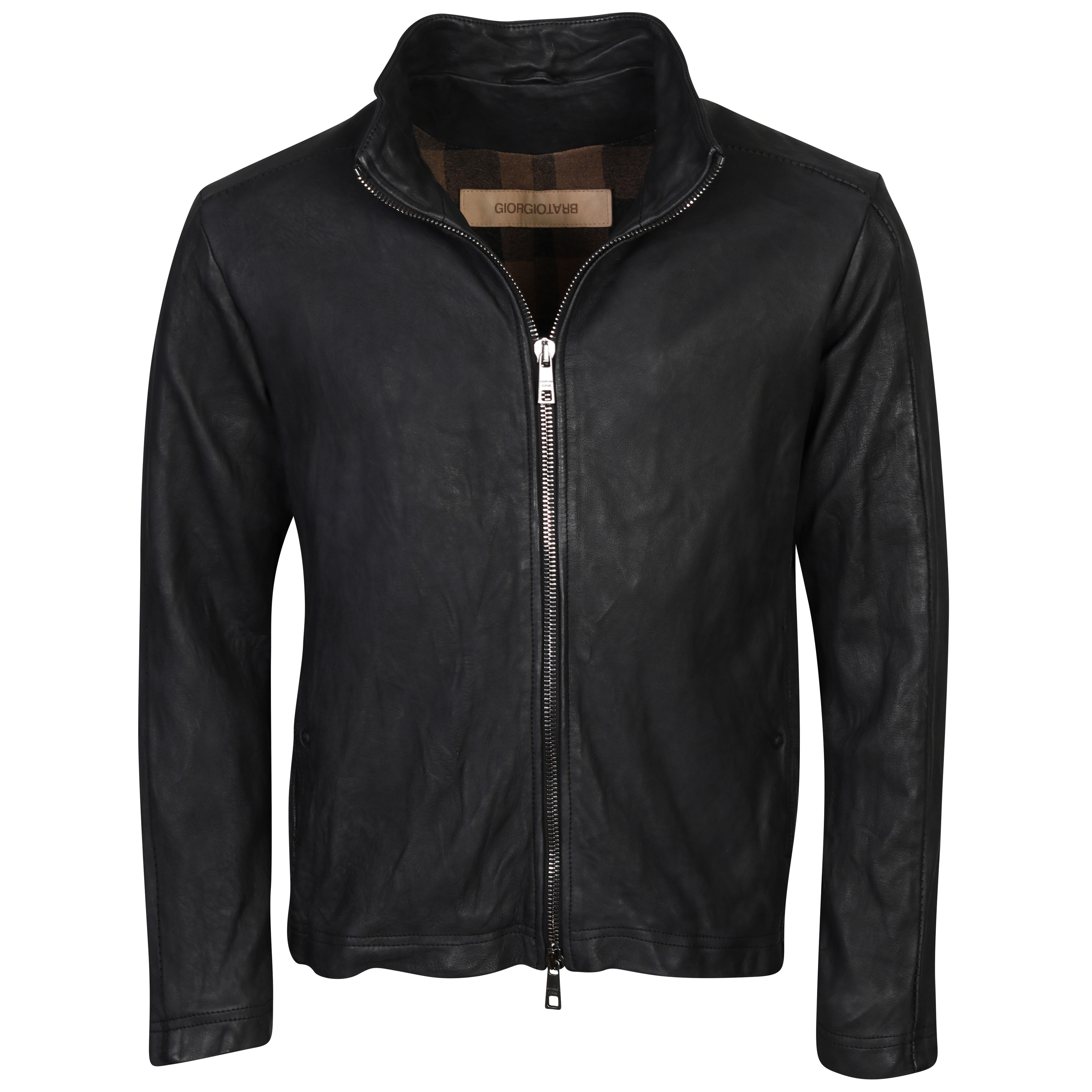 Giorgio Brato Leather Jacket Washed Black 48