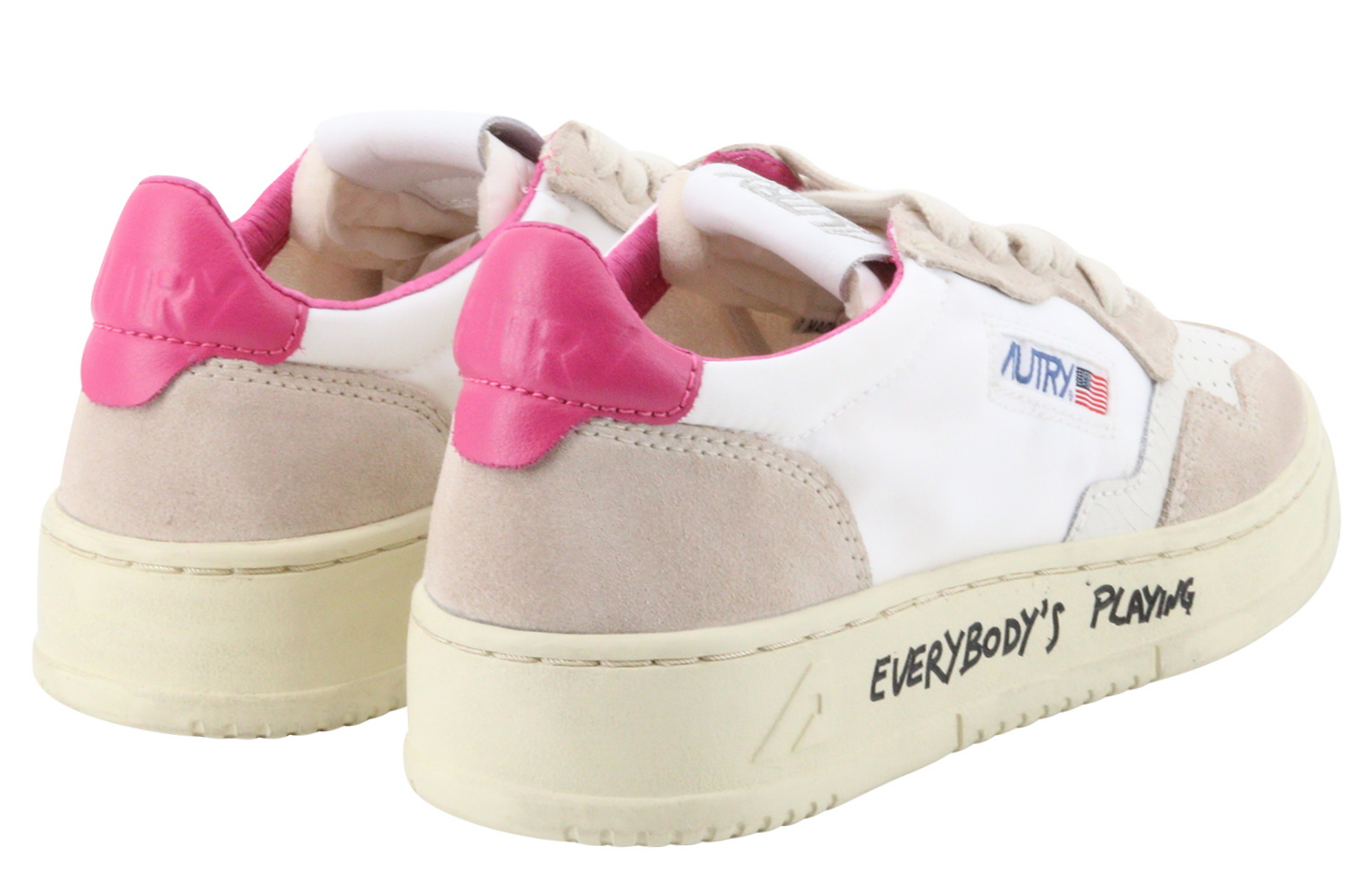 Autry Action Shoes Vintage Sneaker Crack/Nylon-White/Pink