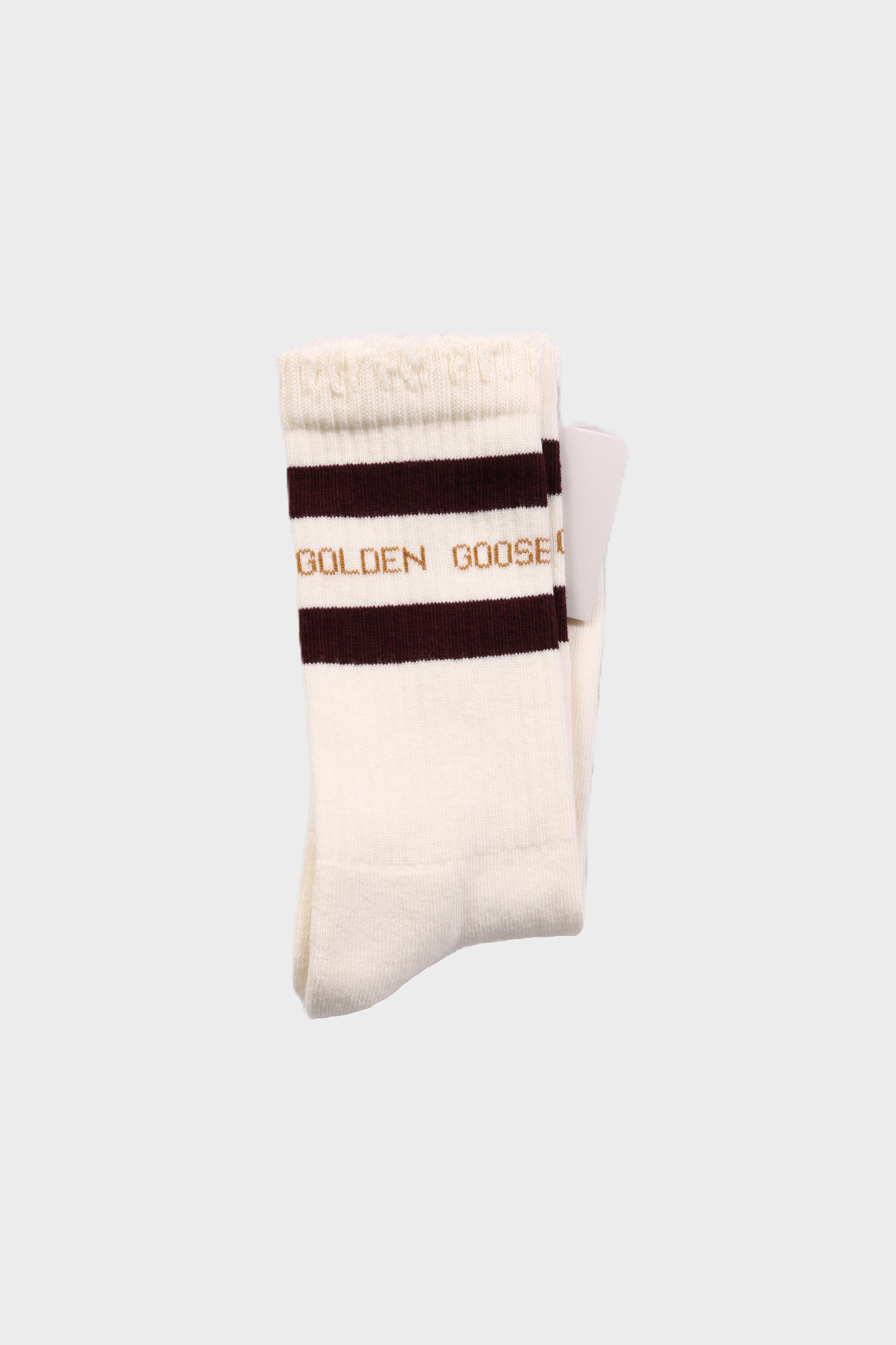 GOLDEN GOOSE High Rib Socks in Cream/Burgundy/Orange