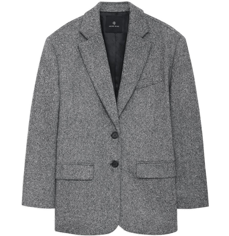 ANINE BING Quinn Wool Blazer in Black/White