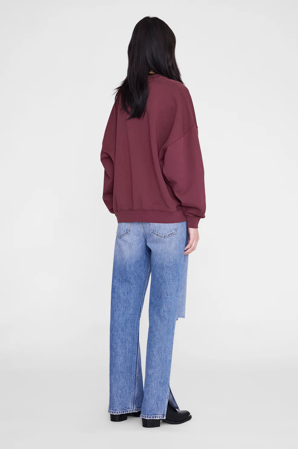 ANINE BING Miles Oversized Sweatshirt Letterman in Bordeaux