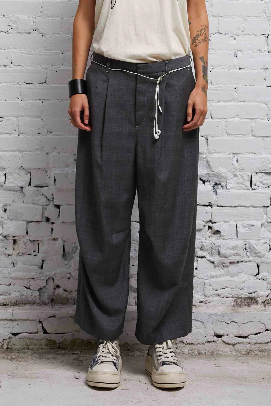 R13 Articulated Knee Trouser Grey Plaid 29