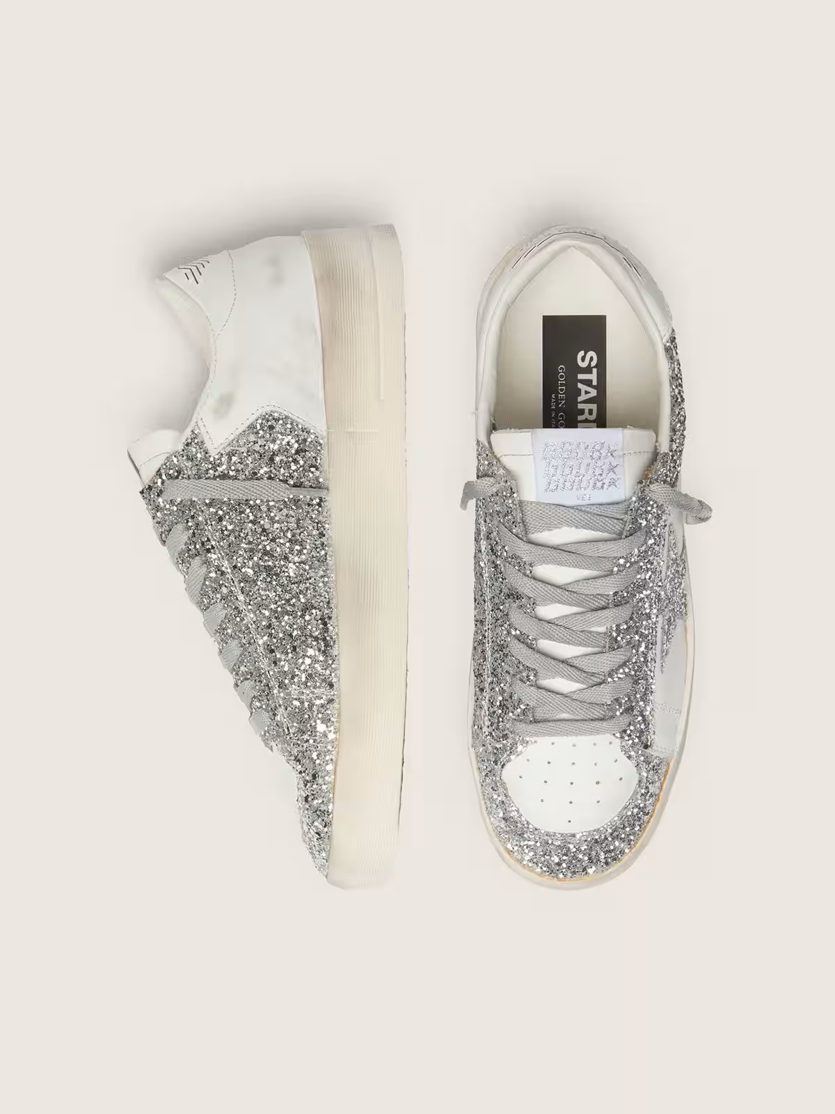 GOLDEN GOOSE Stardan Glitter in White/Silver