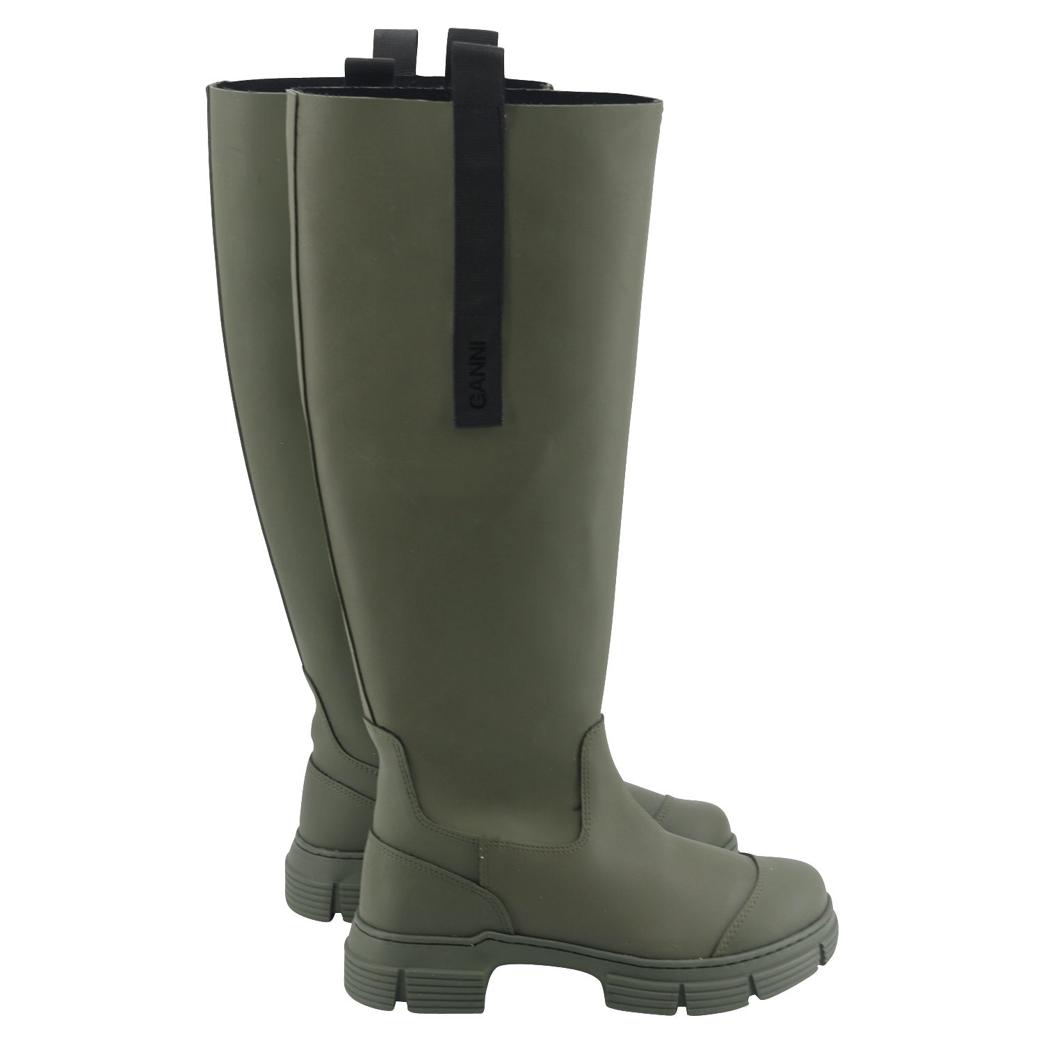 Ganni Recycled Rubber Country Boot in Kalamata Green