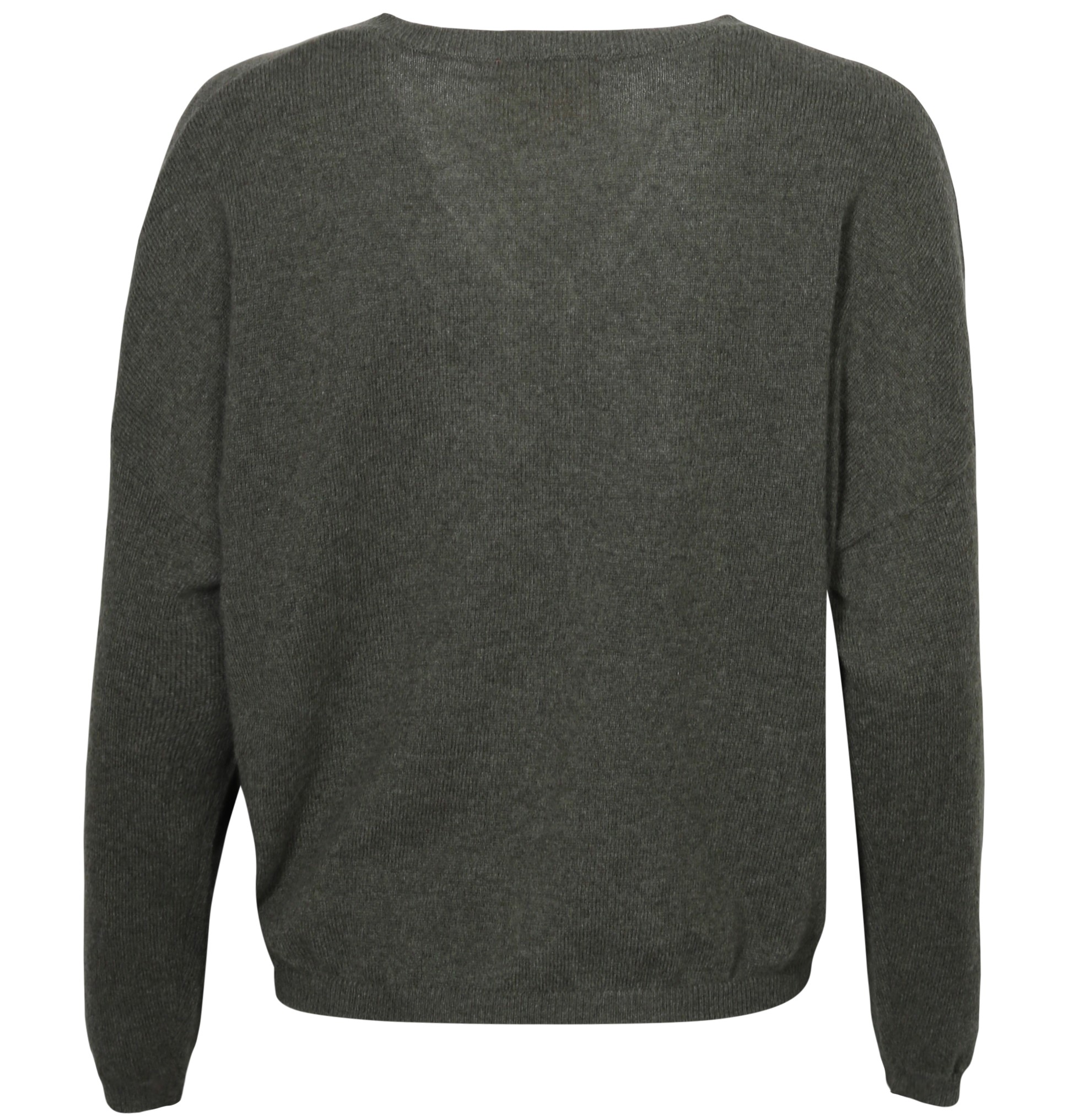 ABSOLUT CASHMERE V-Neck Sweater Alicia in Khaki Melange L