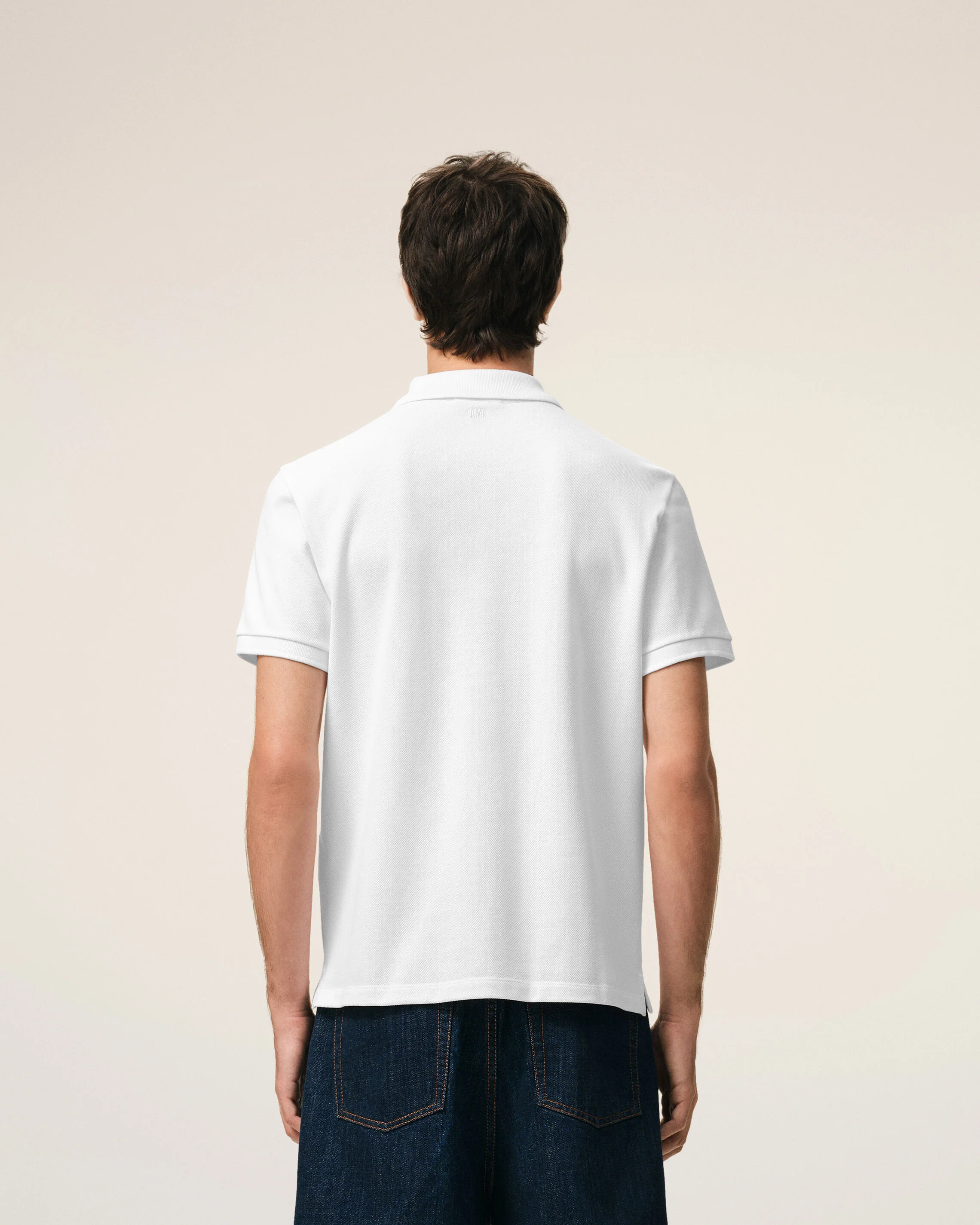 AMI PARIS de Coeur Polo Shirt in White/Red Logo