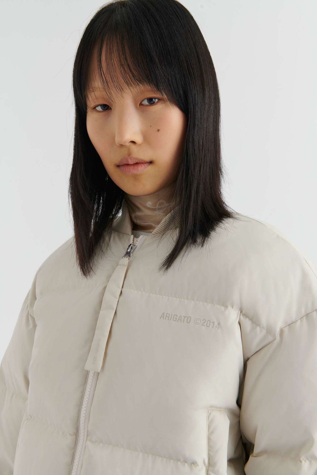 AXEL ARIGATO Zoe Down Bomber Jacket in Light Beige S