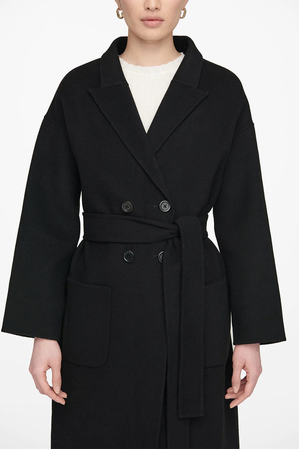 Anine Bing Wool Coat Dylan in Black L