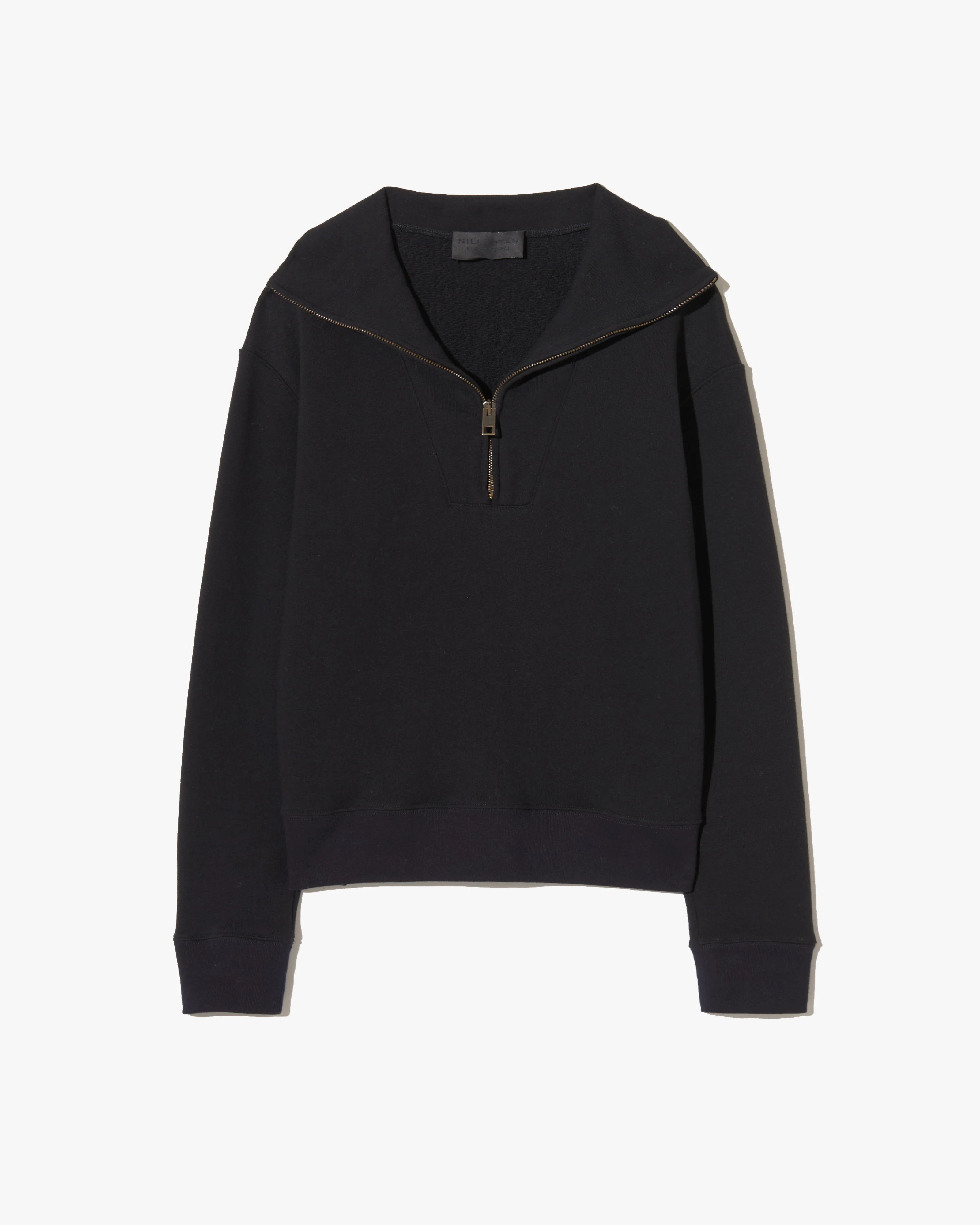 NILI LOTAN Quarter Zip Sweatshirt in Black