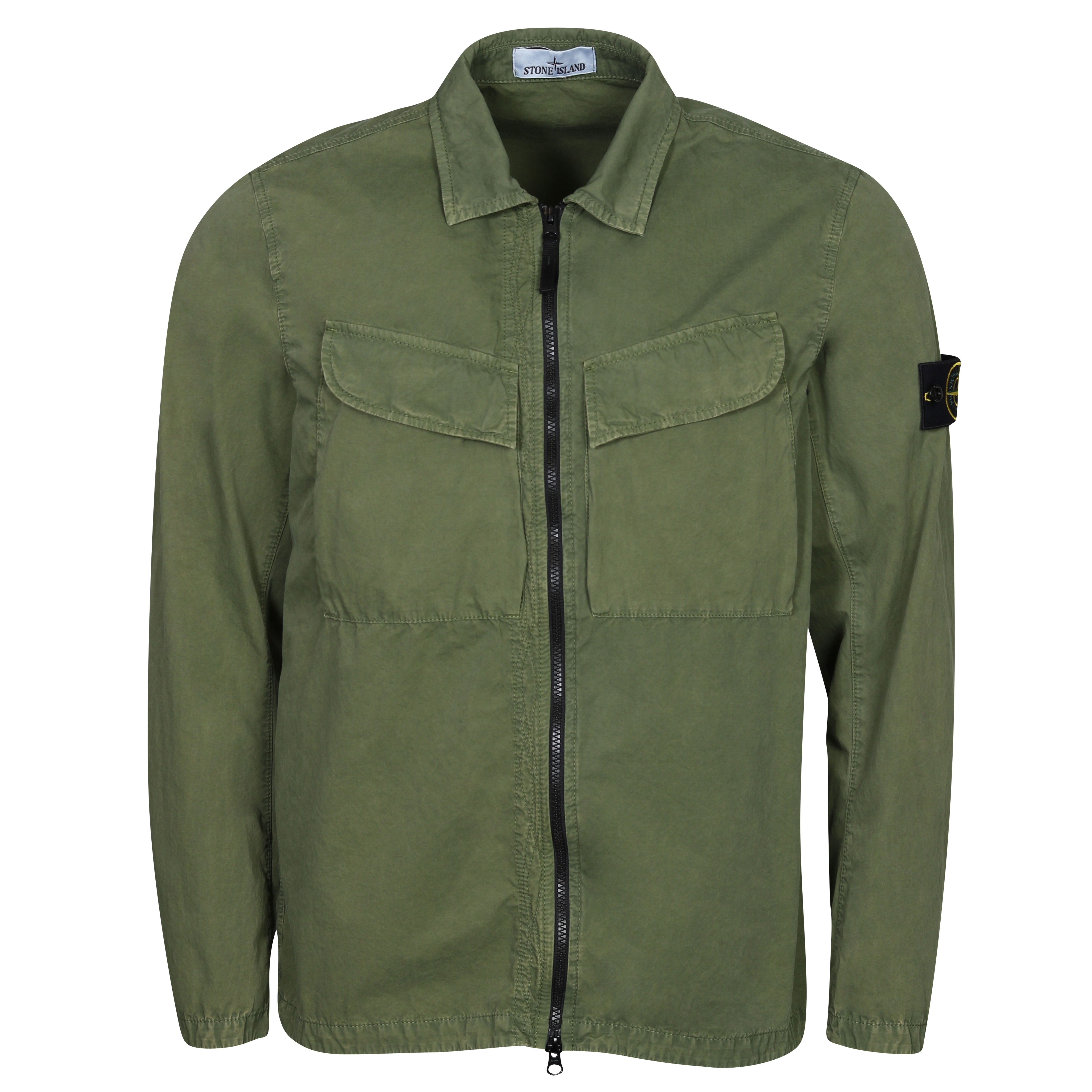 Stone Island Cotton Overshirt in Washed Olive
