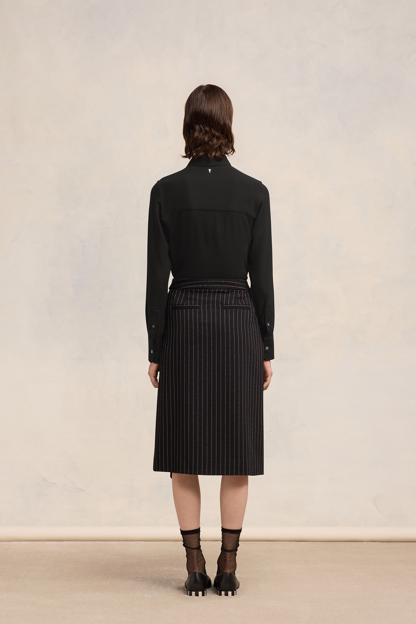 AMI PARIS De Coeur Gabardine Classic Shirt in Black M