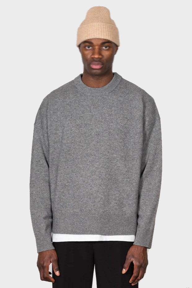 YACAIA Wool/Cashmere Sweater in Grey Melange XXL