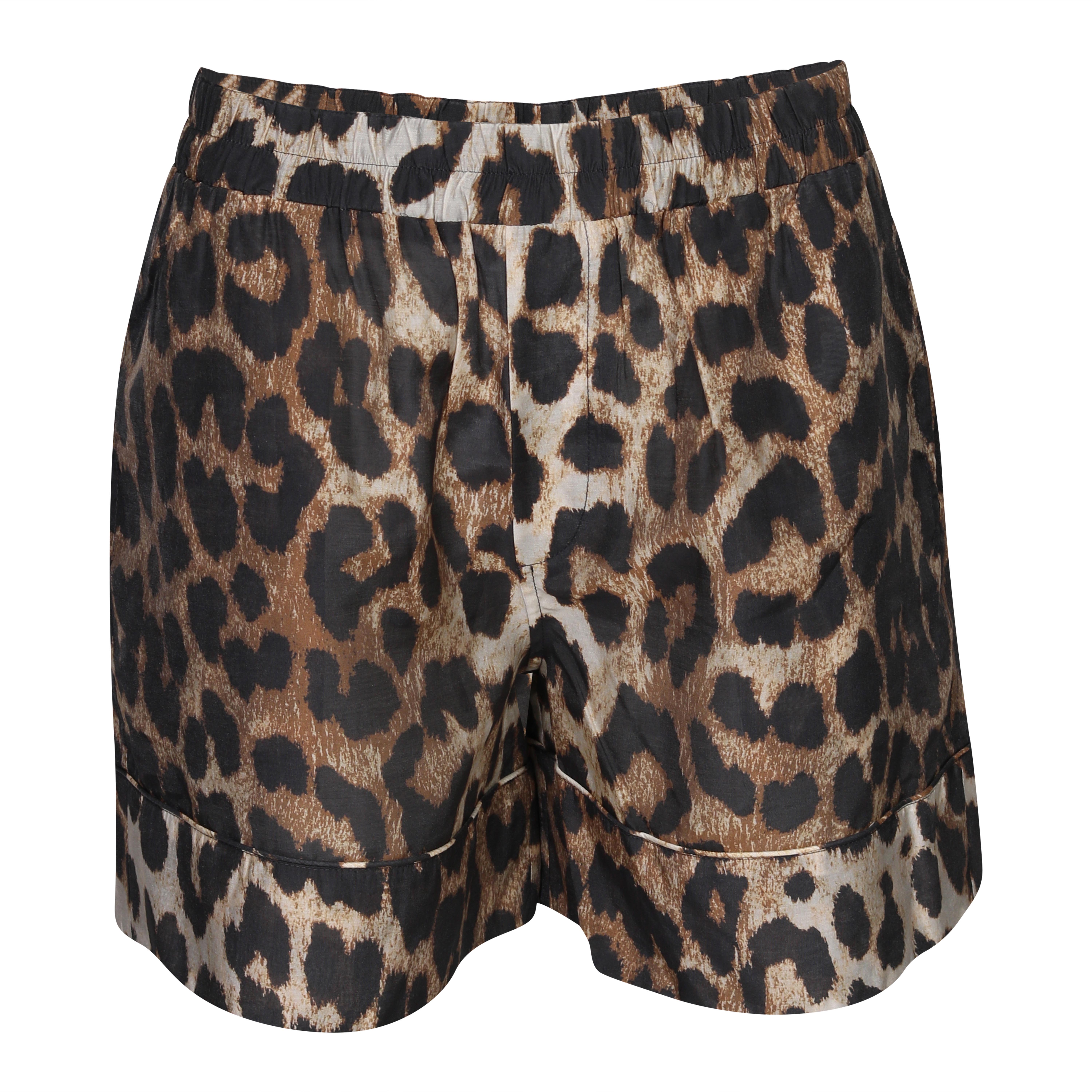 Ganni Sheer Voile Shorts in Leopard 34