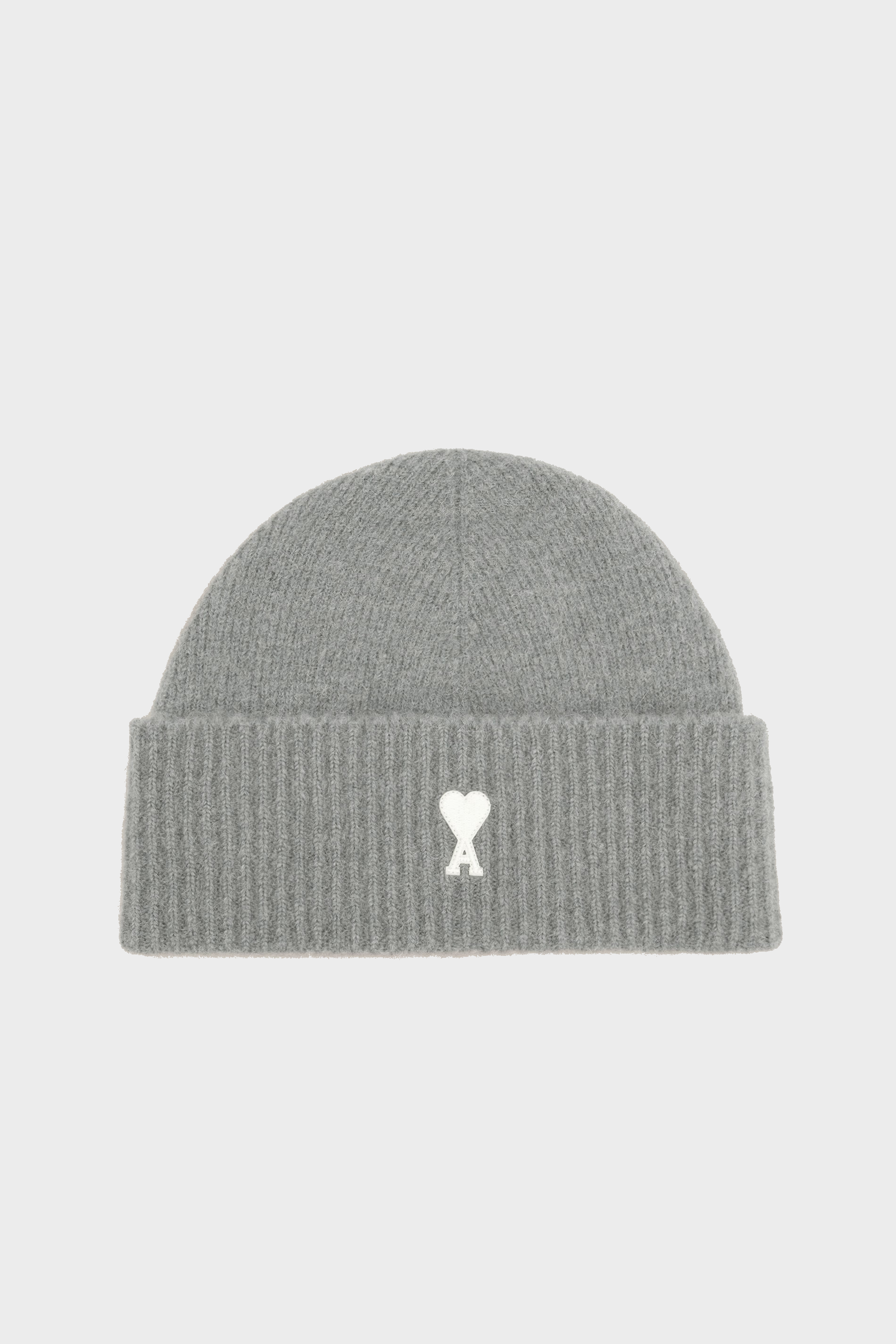 AMI PARIS de Coeur Beanie in Grey/Off White AMI PARIS de Coeur Beanie in Grey/Off White