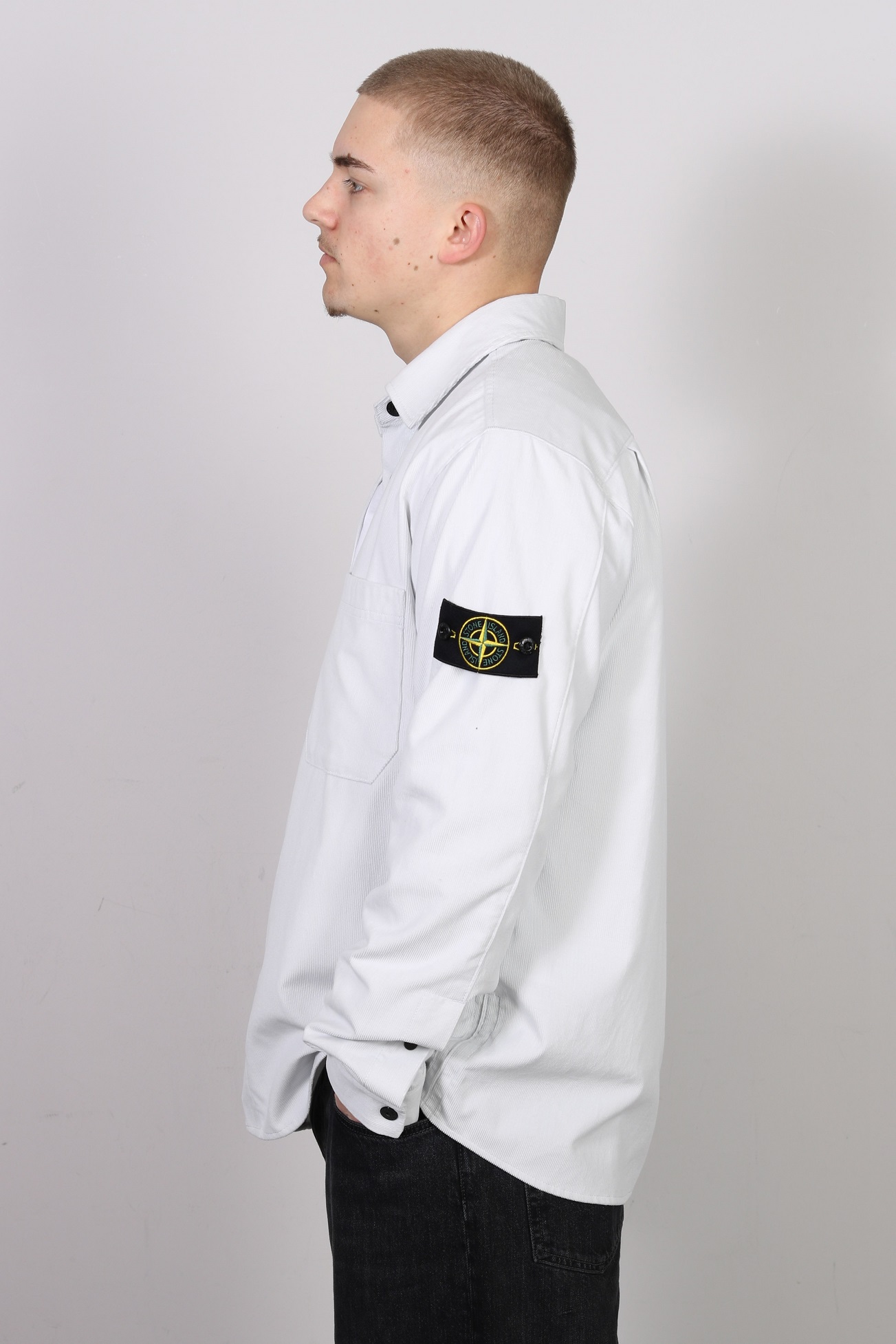 STONE ISLAND Corduroy Overshirt in Light Blue STONE ISLAND Corduroy Overshirt in Light Blue