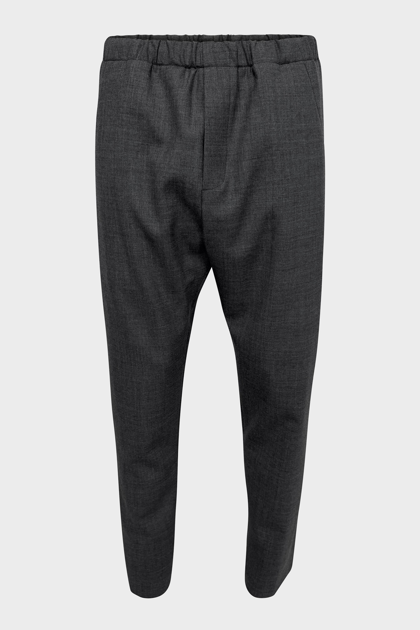 NINE:INTHE:MORNING Carrot Relaxed Fit Wool Pant in Dark Grey Melange