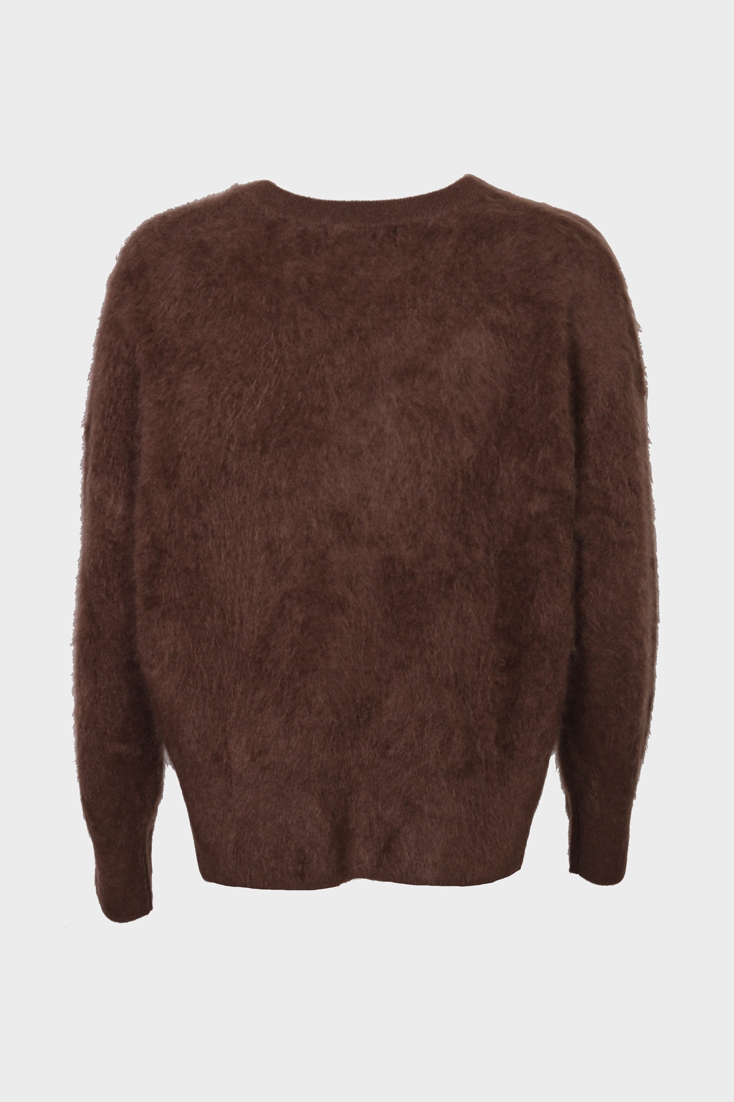 FLONA Cashmere Fluffy Crewneck Sweater in Brown
