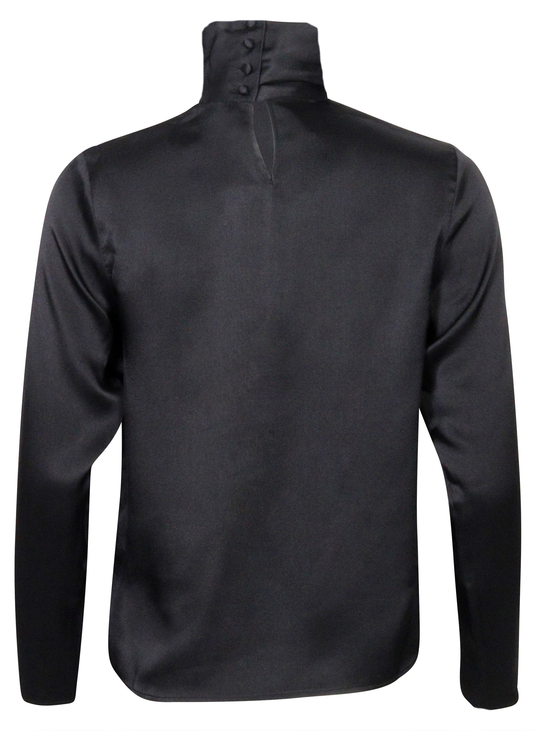 Anine Bing Silk Turtleneck Shirt Cleo Black XS