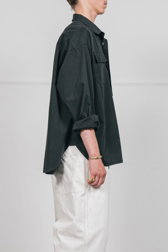 APPLIED ART FORMS Cotton Woven Overshirt in Charcoal